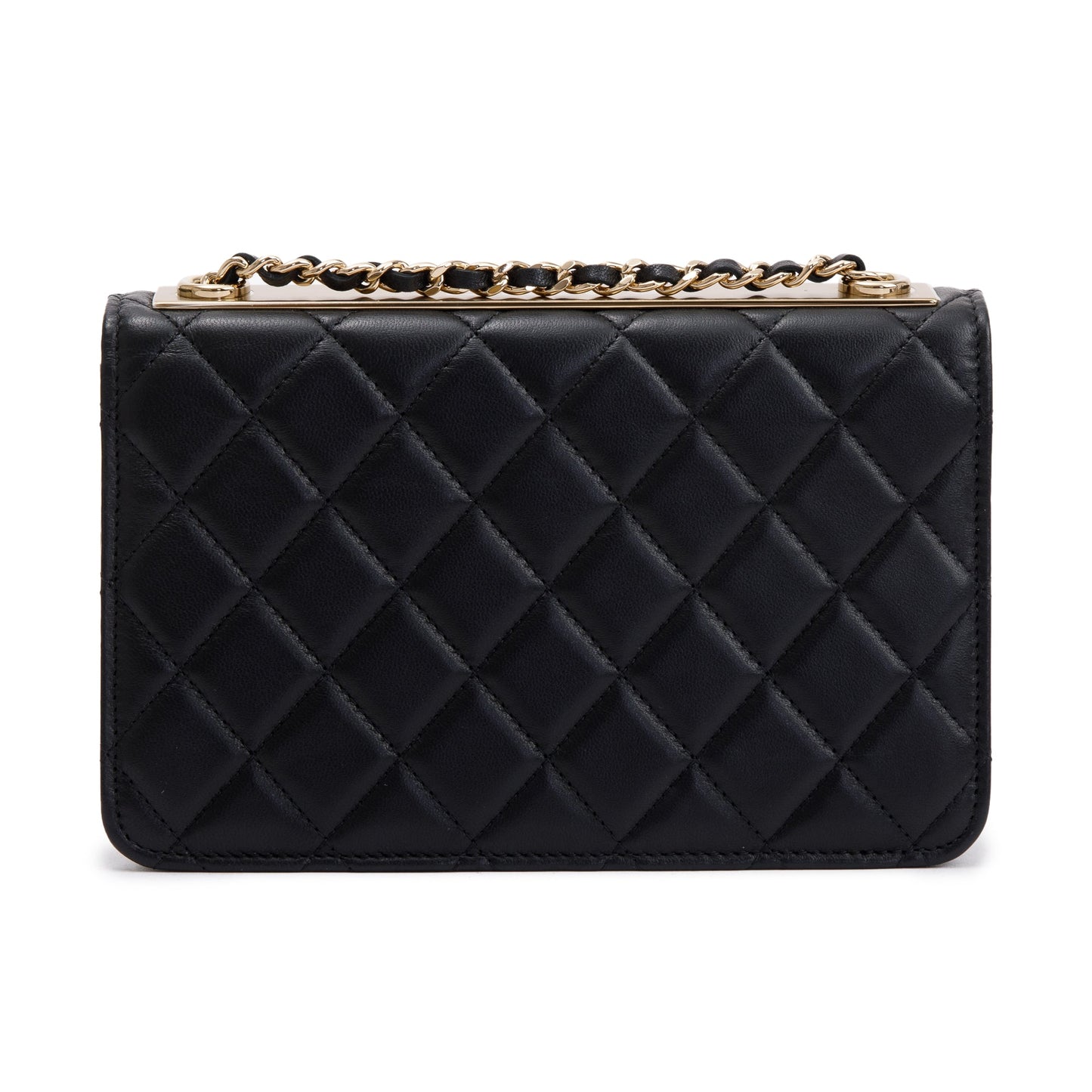 Chanel 2022 Black Lambskin Leather Trendy Wallet on Chain