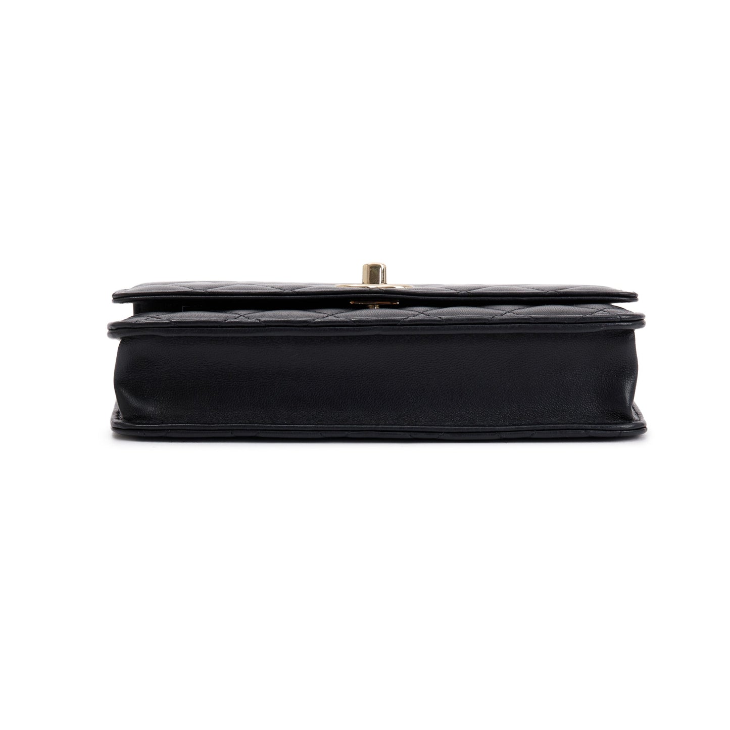 Chanel 2022 Black Lambskin Leather Trendy Wallet on Chain