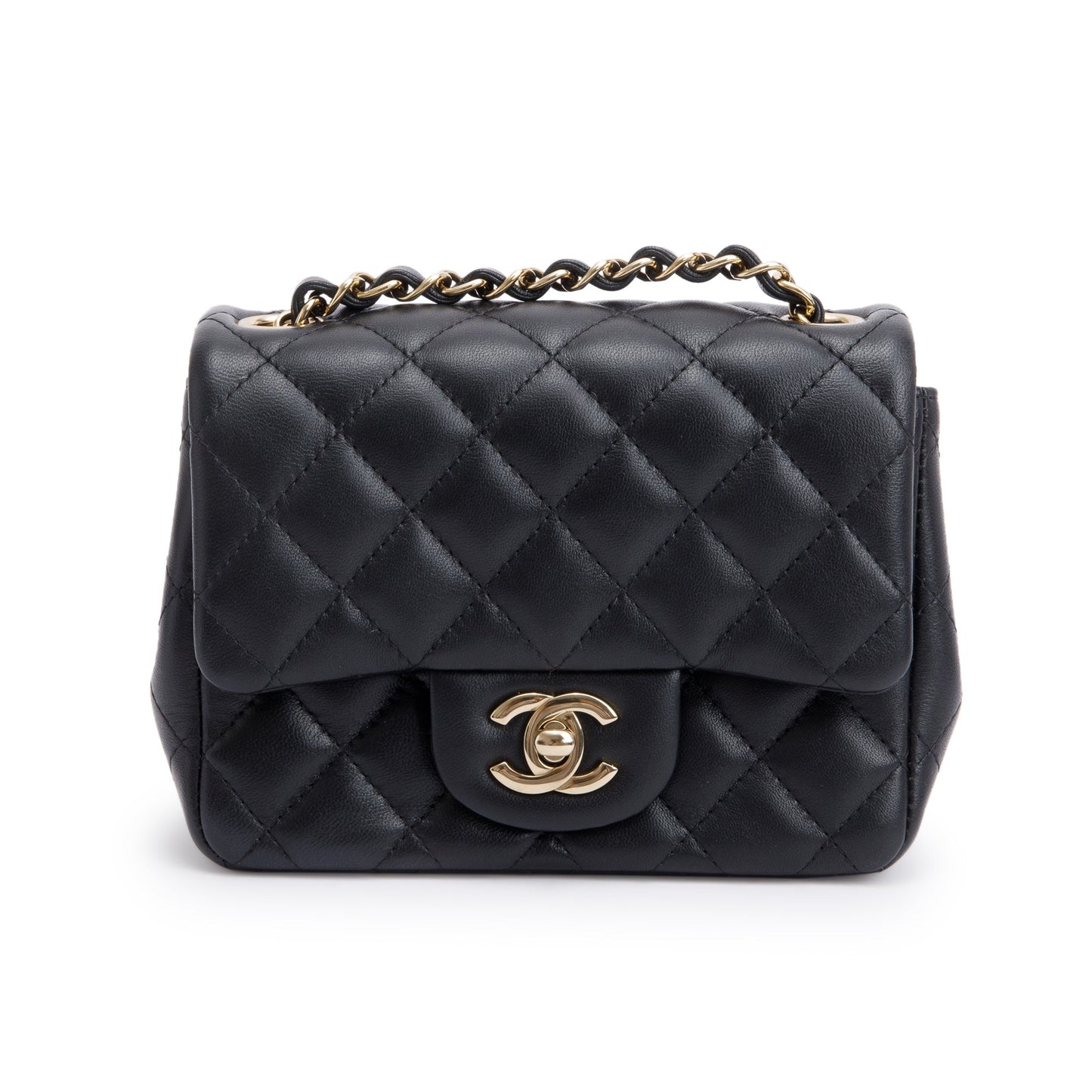 Chanel 2022 Black Quilted Calfskin Leather Classic Square Mini Flap Bag