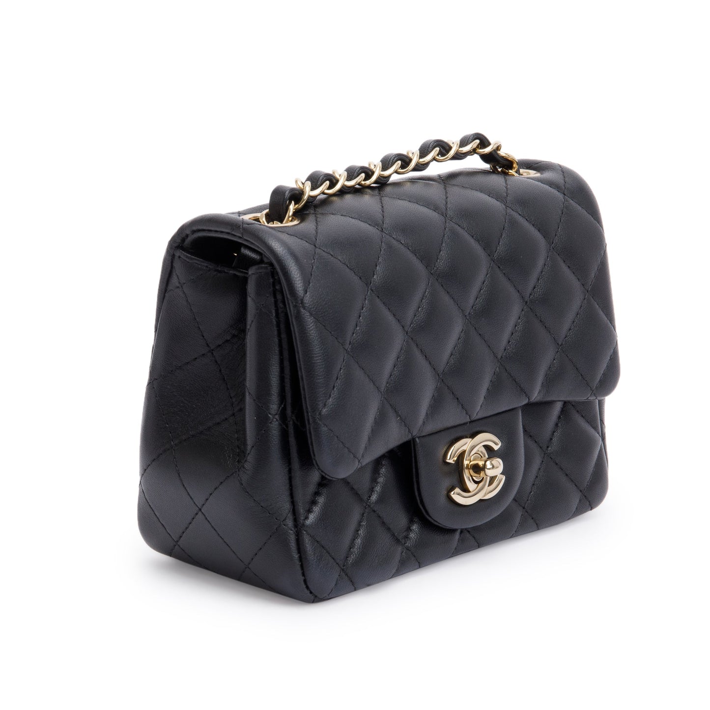 Chanel 2022 Black Quilted Calfskin Leather Classic Square Mini Flap Bag