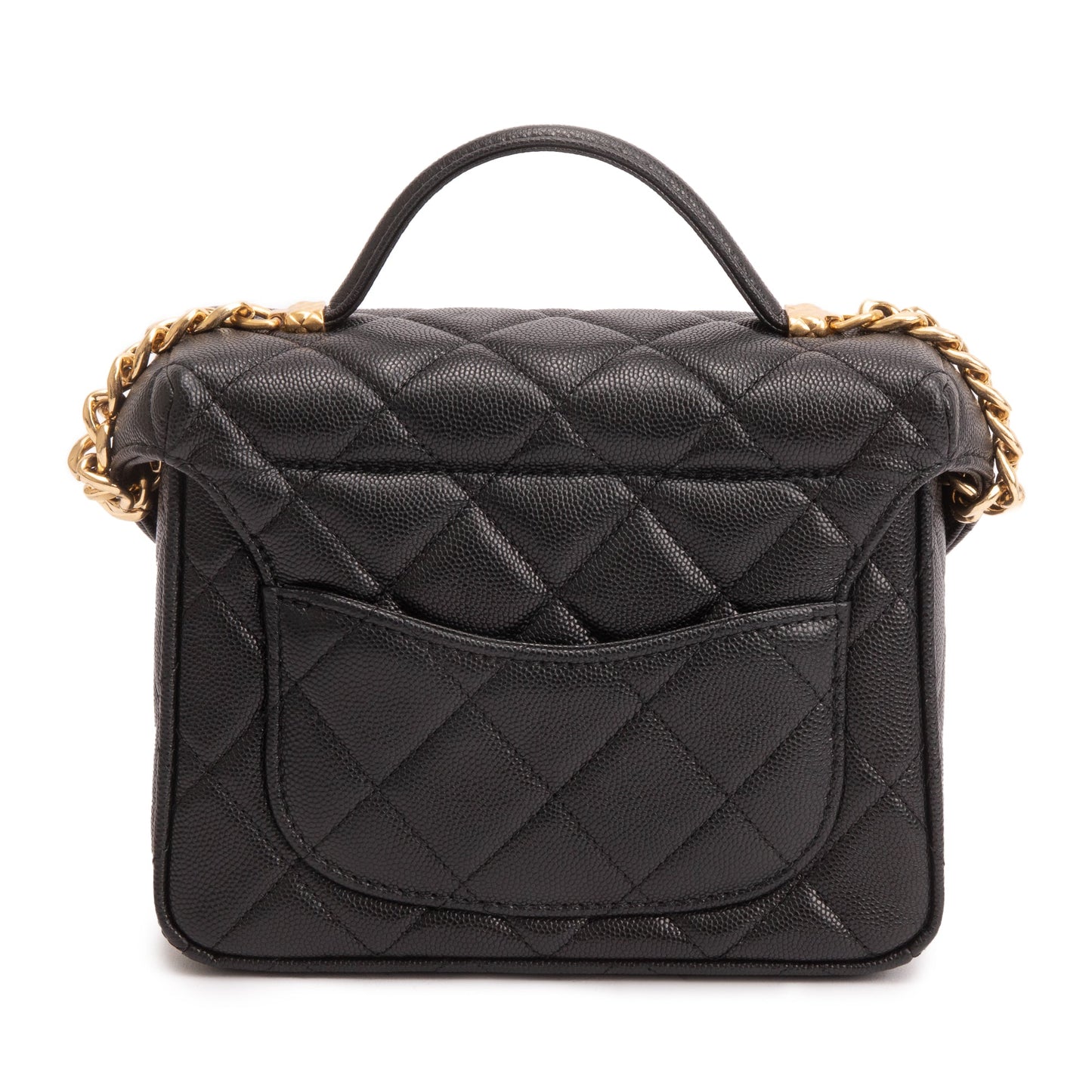Chanel 2022 Black Quilted Caviar Leather Handy Box Vanity Case