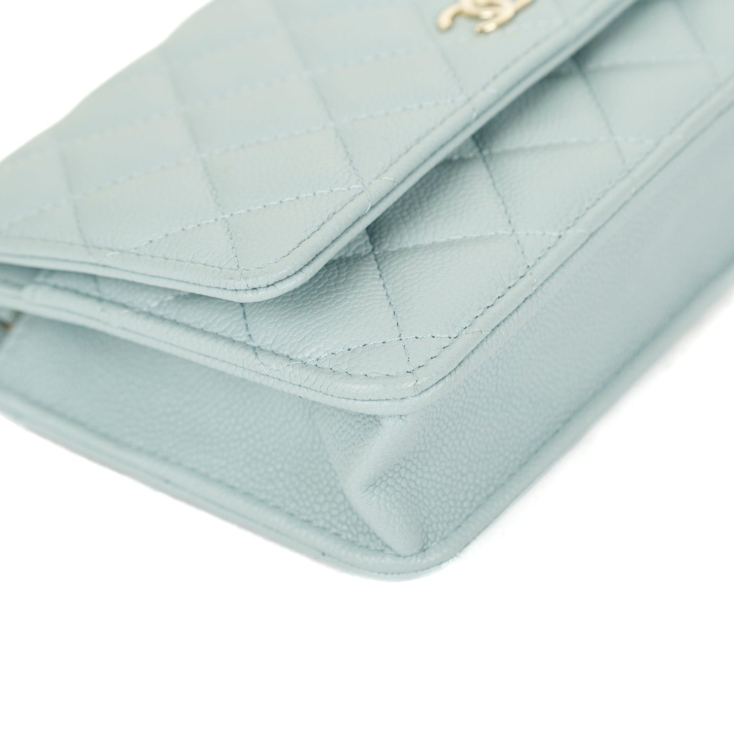 Chanel 2022 Blue Caviar Tiny CC Wallet on Chain
