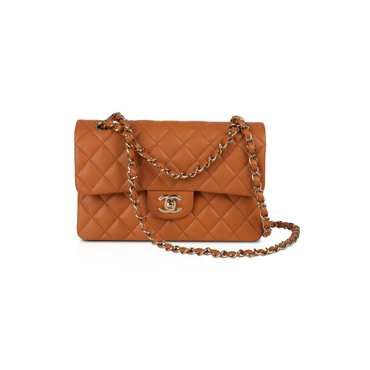 Chanel 2022 Brown Caviar Small Classic Double Flap Bag