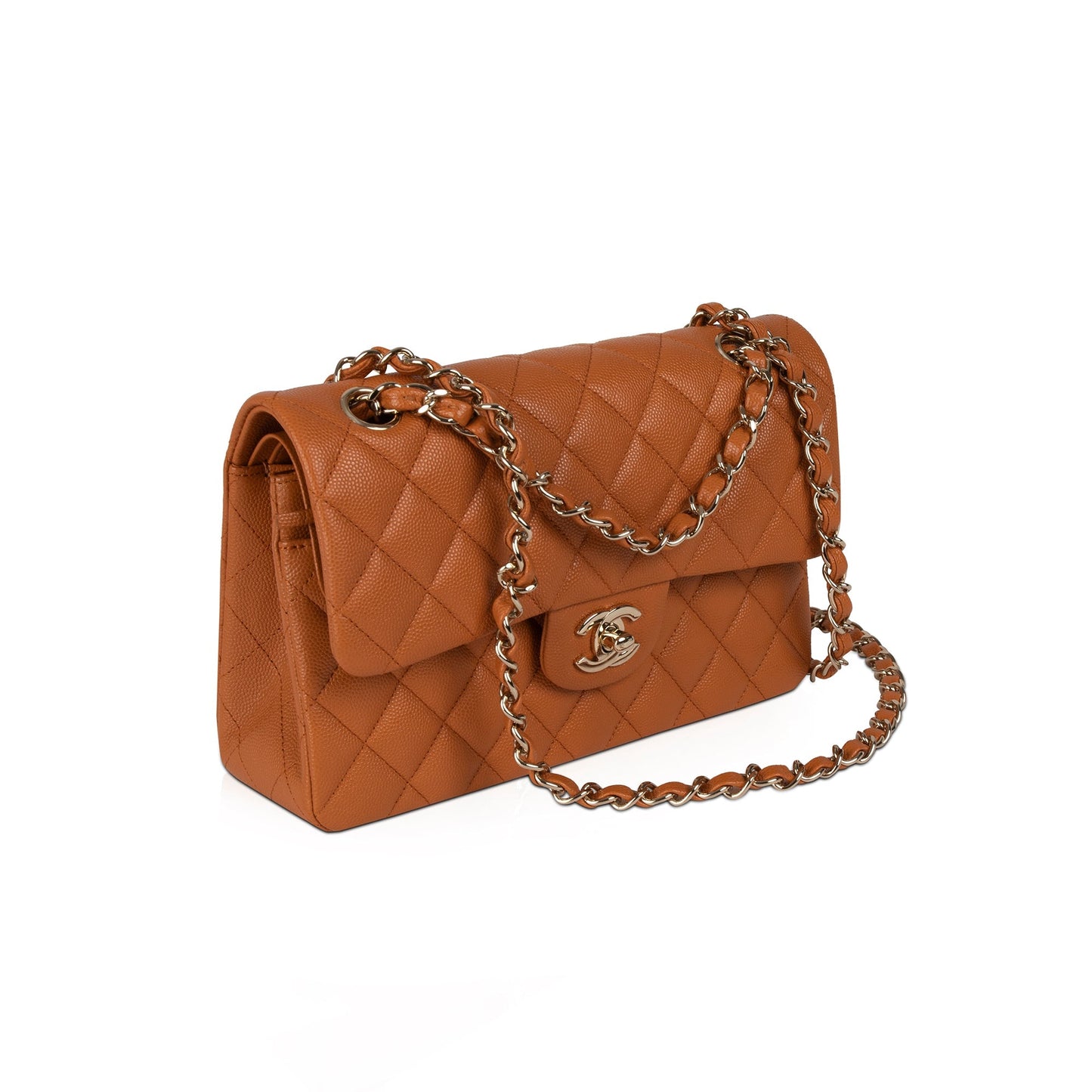 Chanel 2022 Brown Caviar Small Classic Double Flap Bag