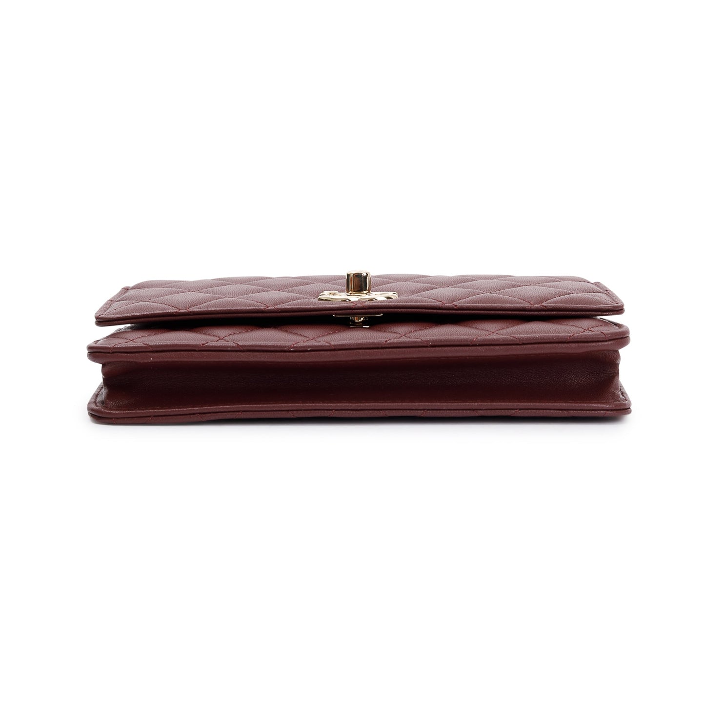Chanel 2022 Burgundy Lambskin Leather Trendy Wallet on Chain