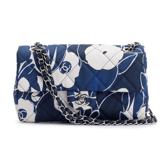 Chanel 2022 Floral Printed Silk CC Medium Single Flap Bag