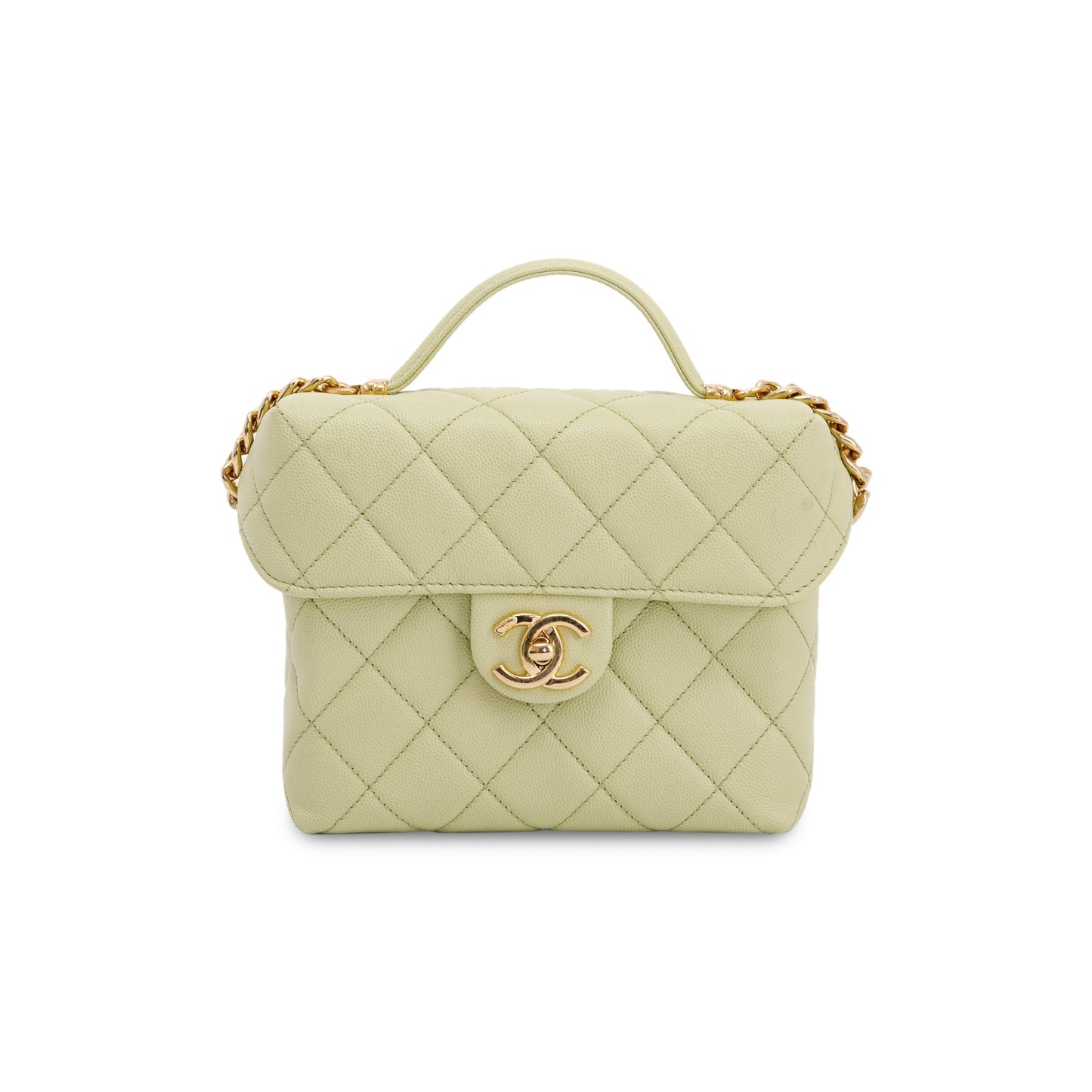 Chanel 2022 Green Caviar Leather Small Vanity Case