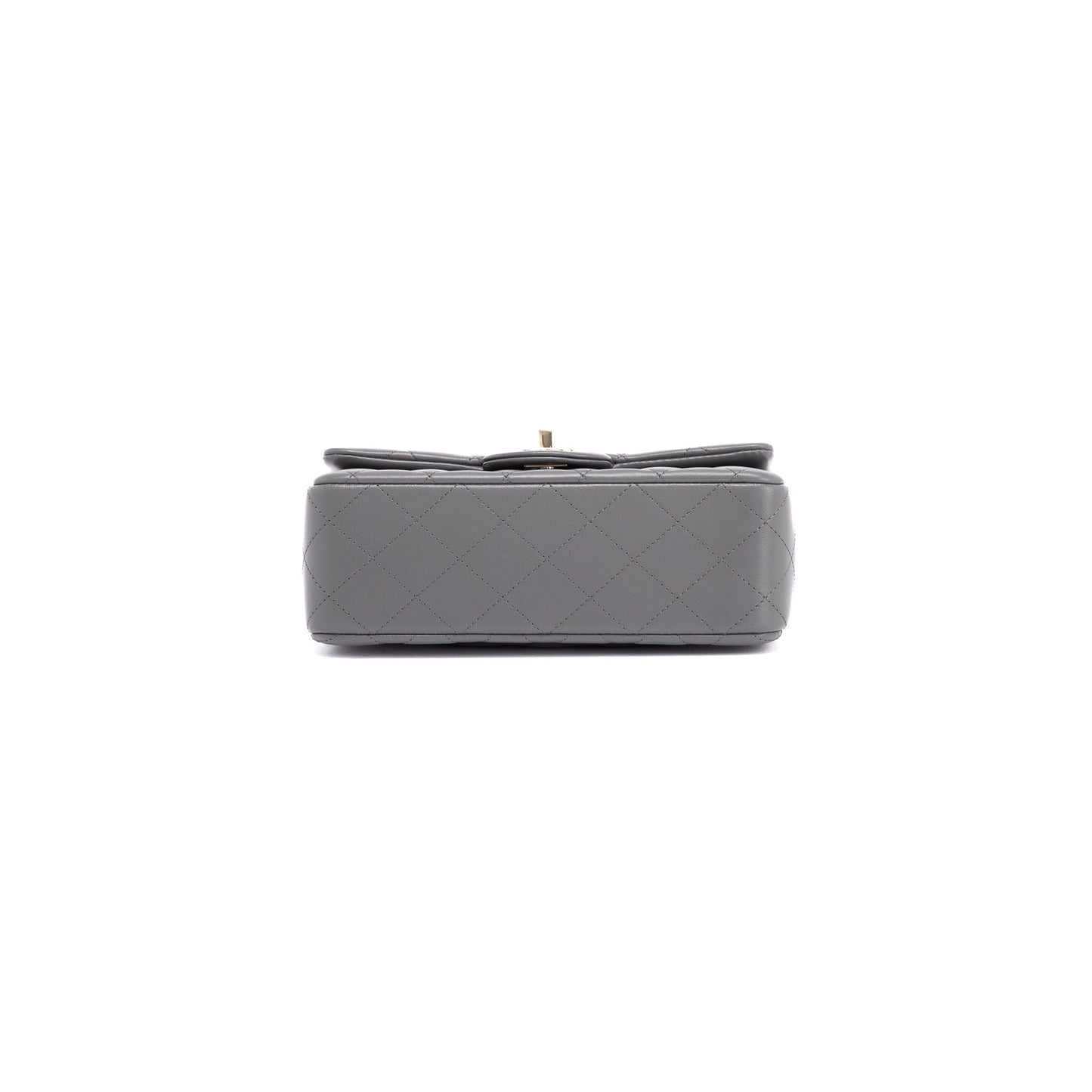 Chanel 2022 Grey Lambskin Quilted Mini Top Handle Rectangular Flap Bag