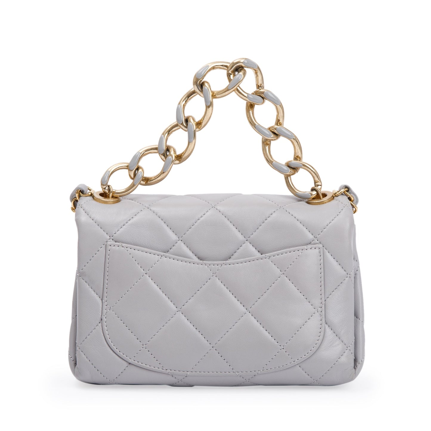 Chanel 2022 Grey Quilted Lambskin Leather Small Color Match Flap Bag