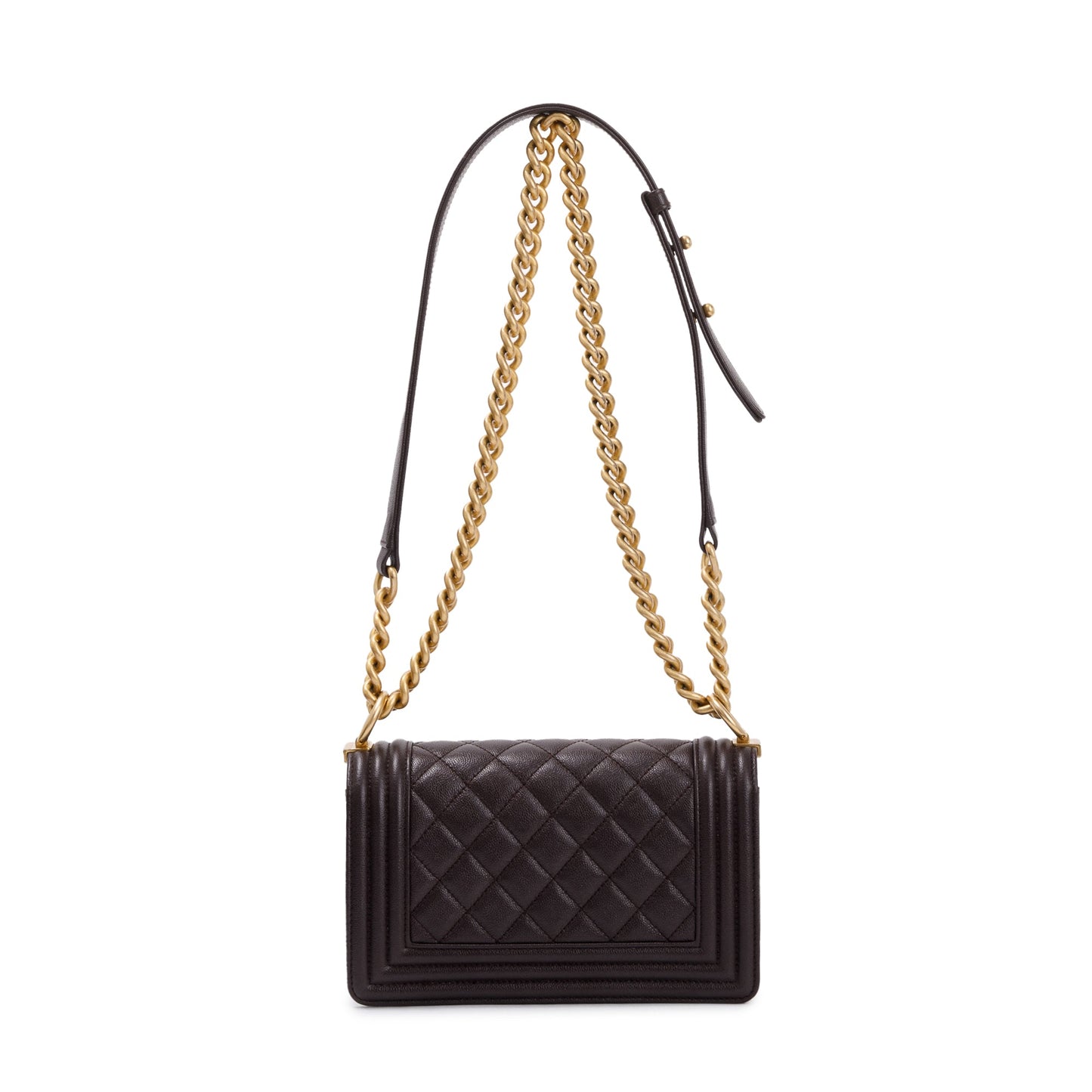 Chanel 2022 Marron Caviar Leather Small Boy Bag