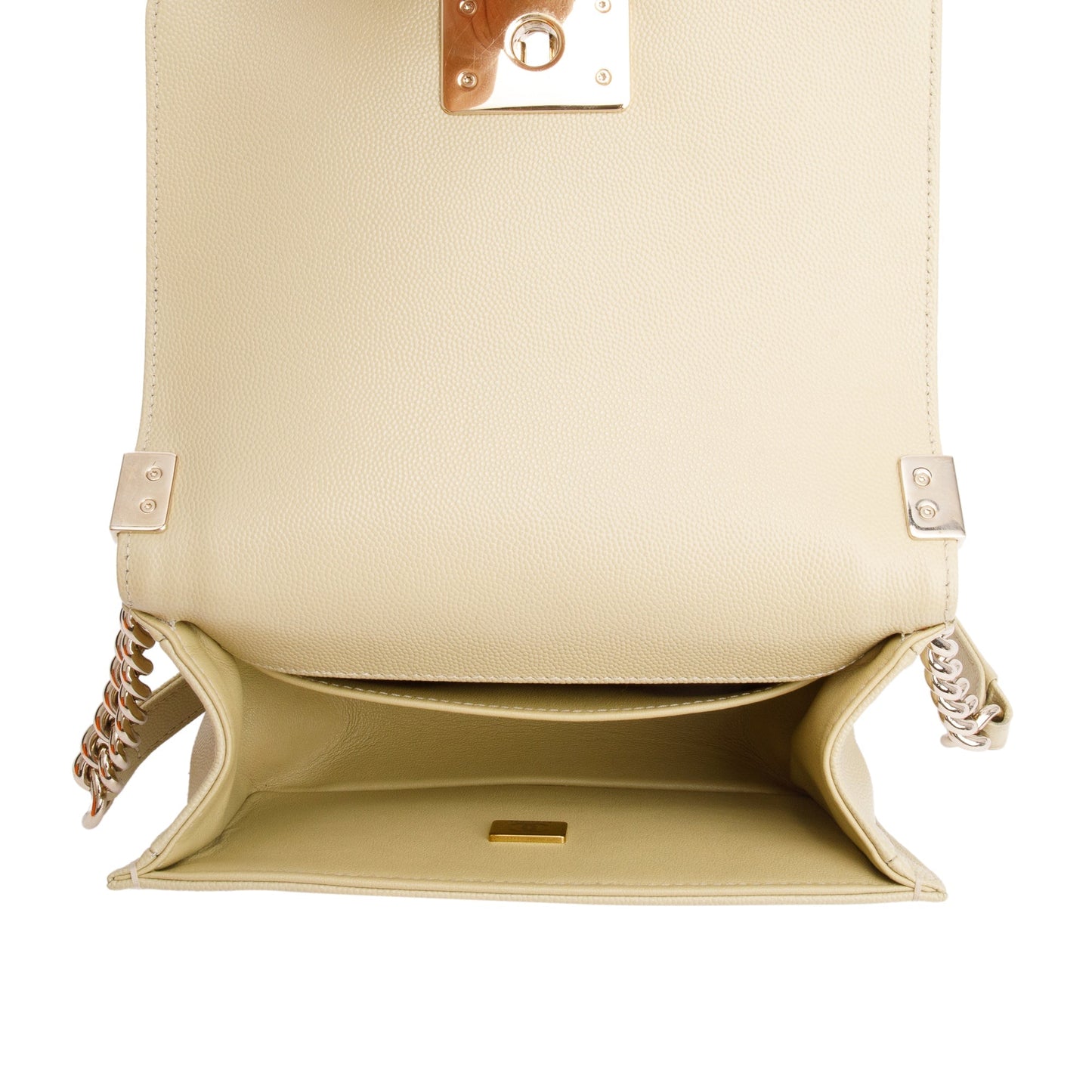 Chanel 2022 Neutral Caviar Leather Small Boy Bag