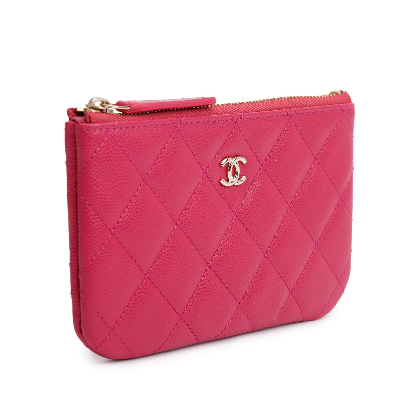 Chanel 2022 Pink Caviar Classic Mini O-Case Pouch