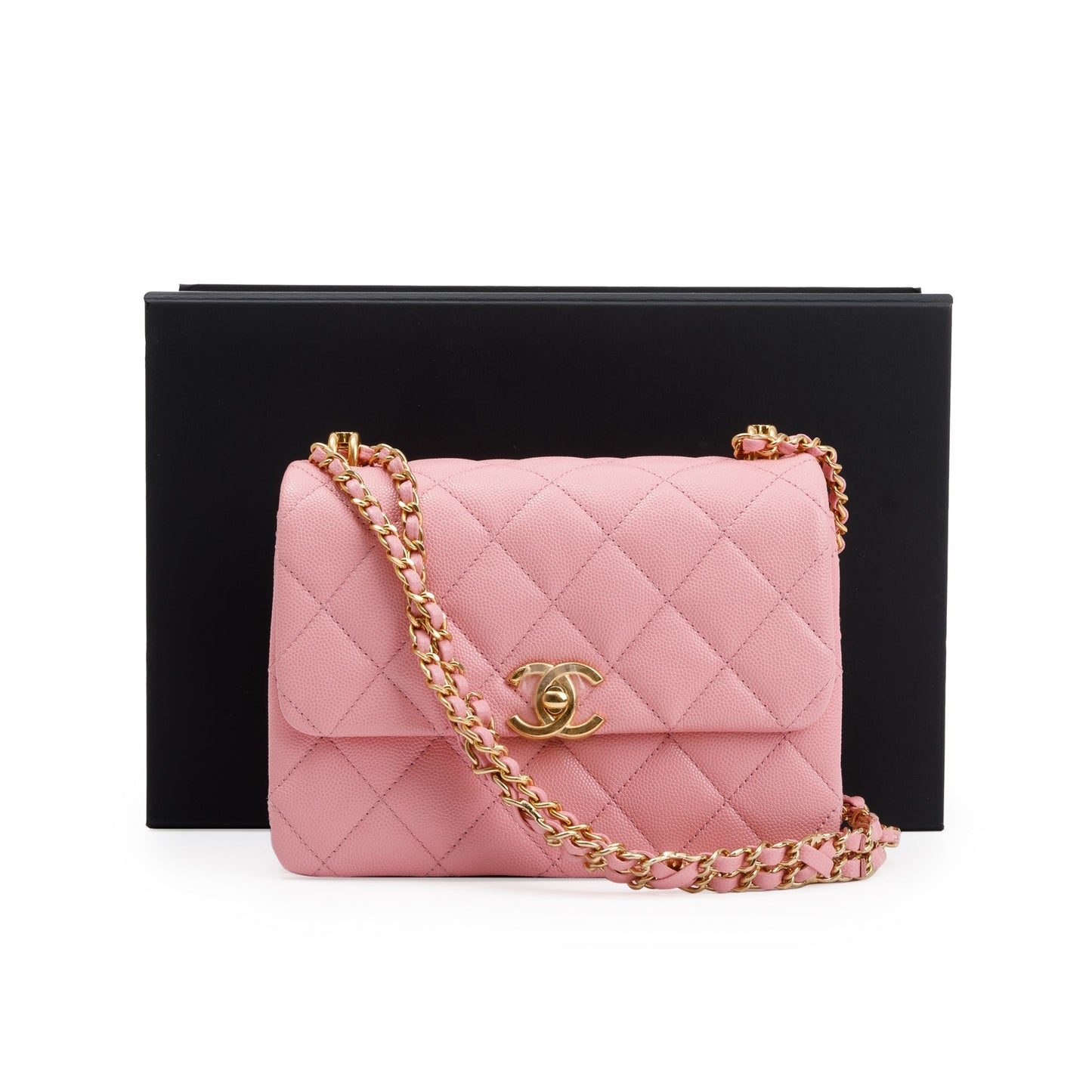 Chanel 2022 Pink Caviar Leather Mini Coco First Flap Bag