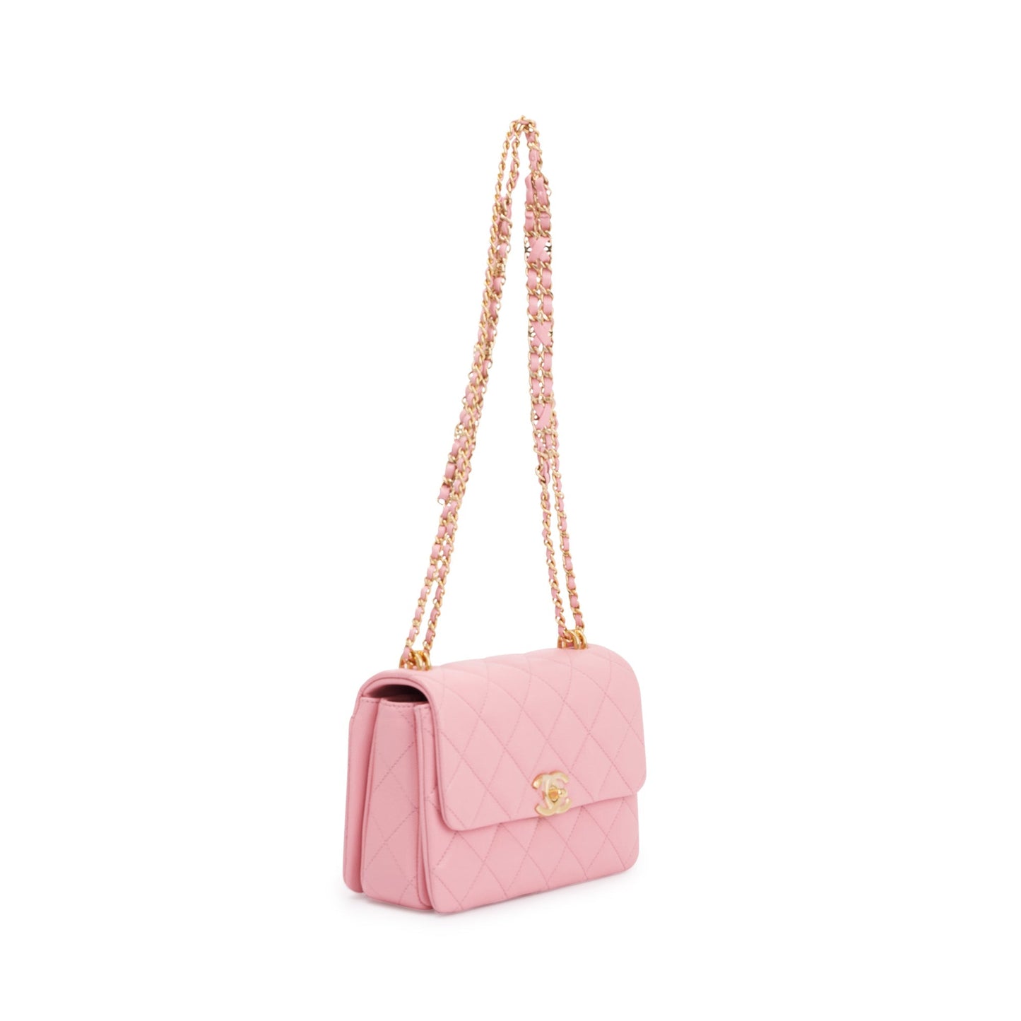 Chanel 2022 Pink Caviar Leather Mini Coco First Flap Bag