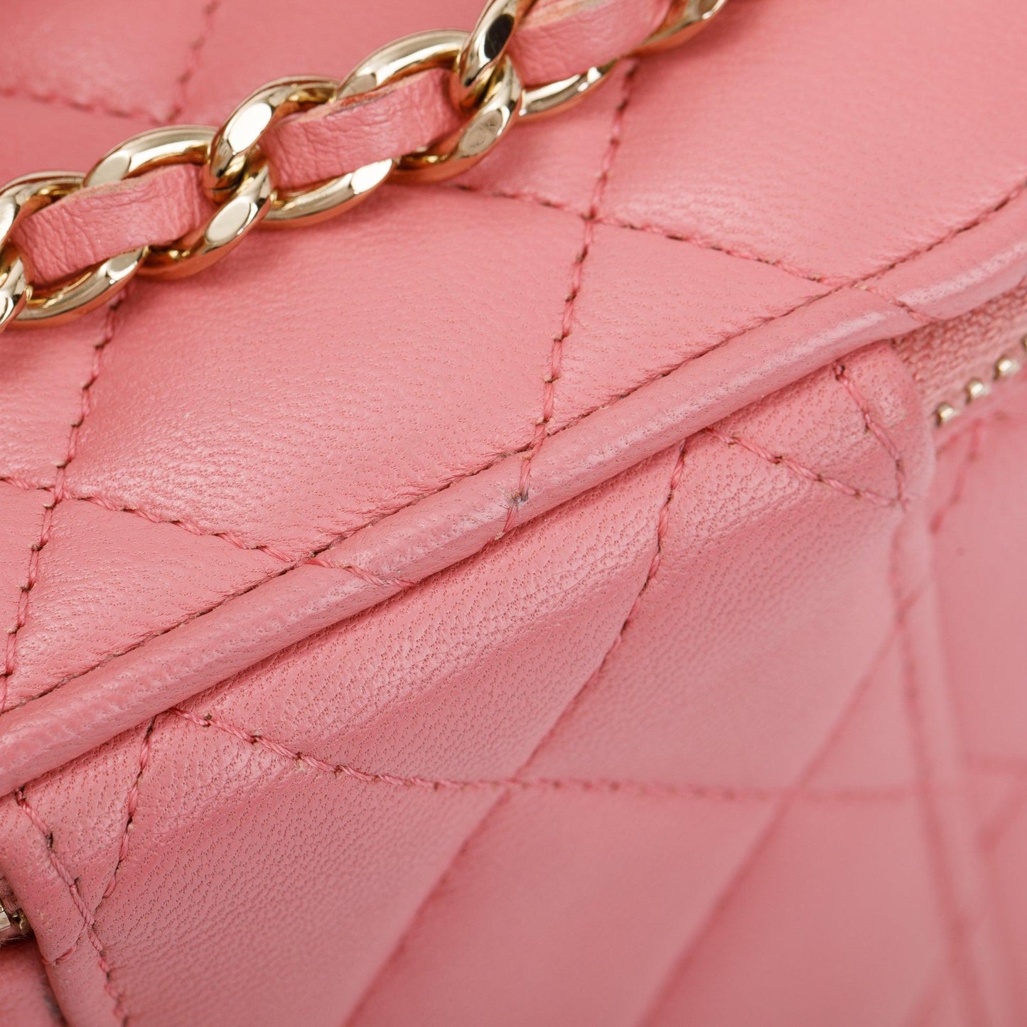 Chanel 2022 Pink Lambskin Leather Mini Vanity Case