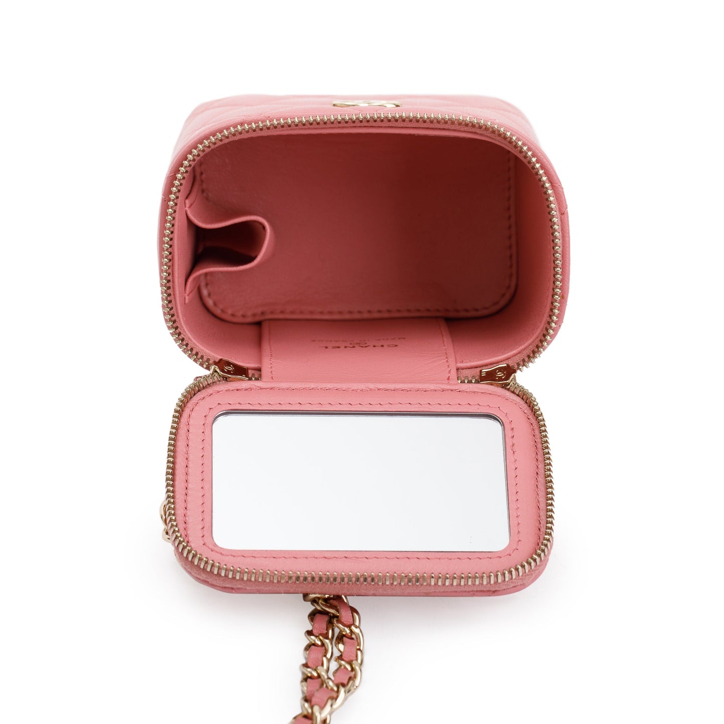 Chanel 2022 Pink Lambskin Leather Mini Vanity Case
