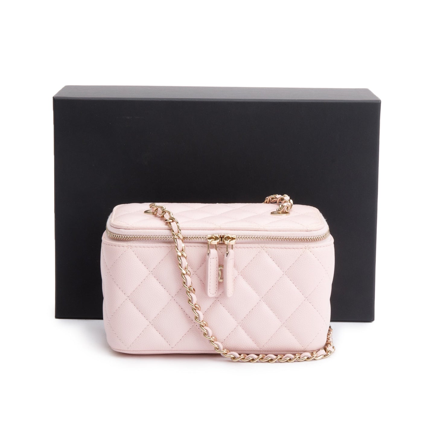 Chanel 2022 Pink Quilted Caviar Leather Small Vanity Case