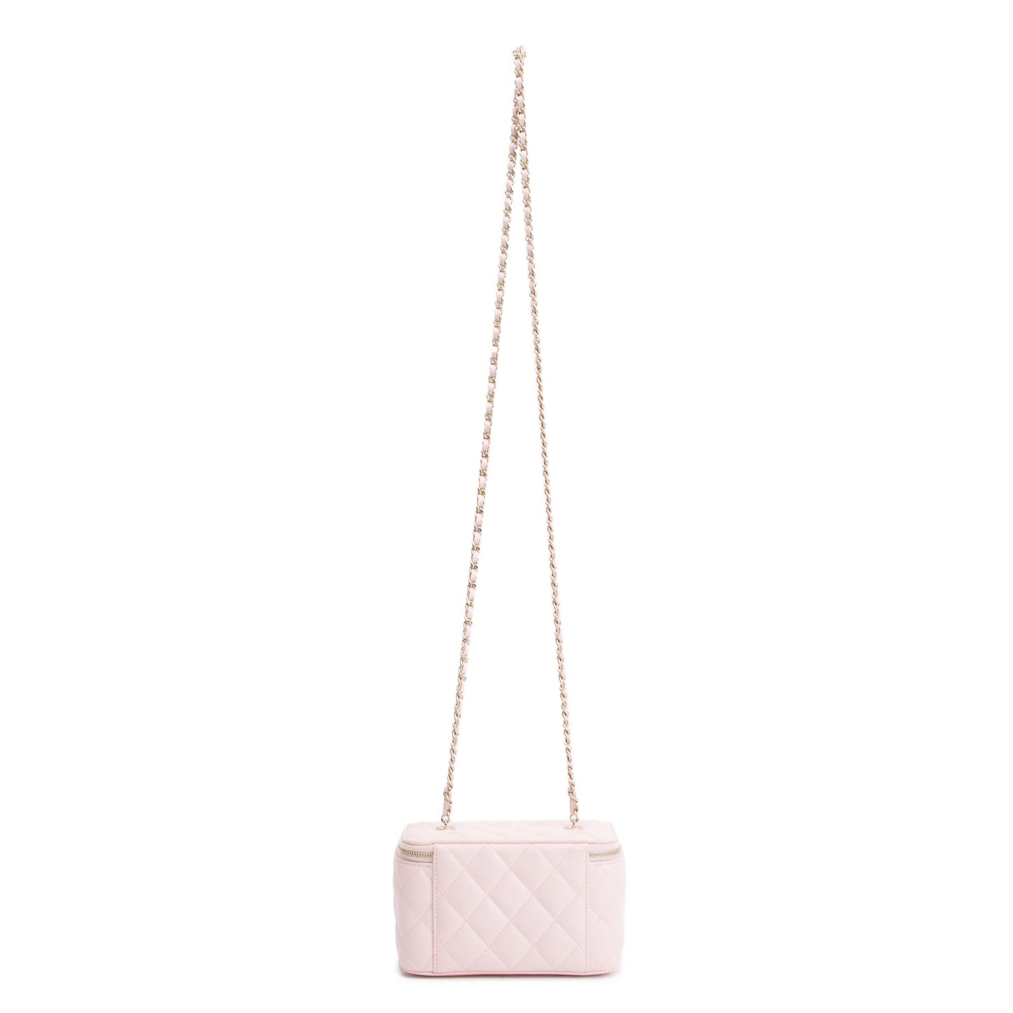 Chanel 2022 Pink Quilted Caviar Leather Small Vanity Case