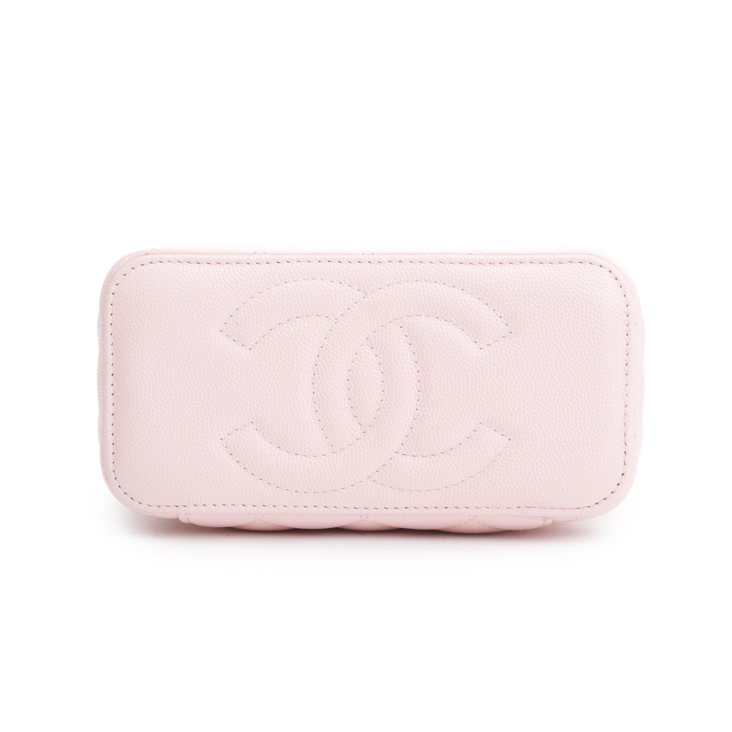 Chanel 2022 Pink Quilted Caviar Leather Small Vanity Case