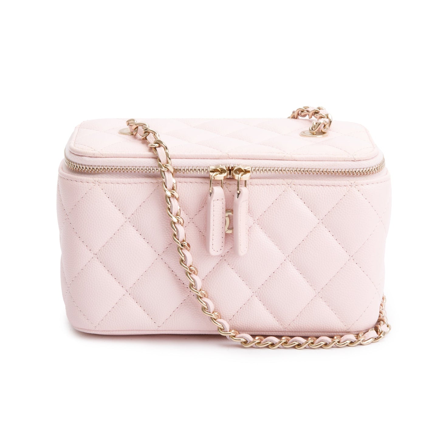 Chanel 2022 Pink Quilted Caviar Leather Small Vanity Case