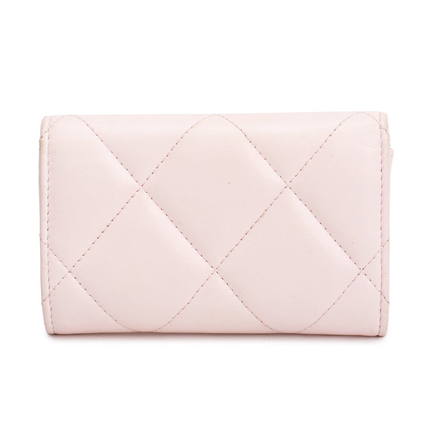 Chanel 2022 Pink Quilted Leather 19 Flap Card Holder