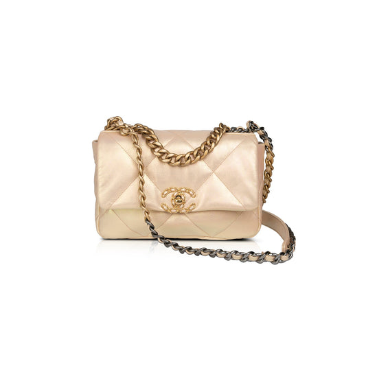 Chanel 2022 Rose Iridescent Medium 19 Flap Bag