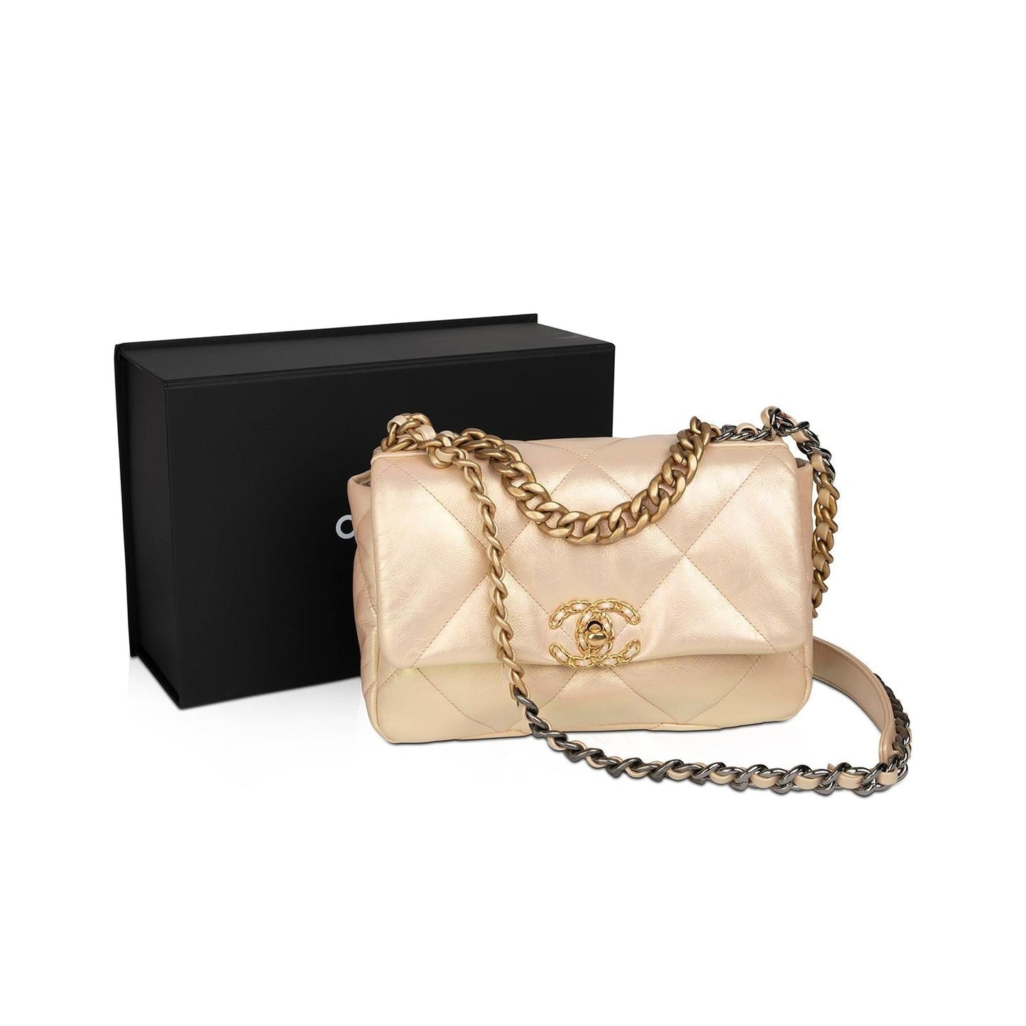 Chanel 2022 Rose Iridescent Medium 19 Flap Bag