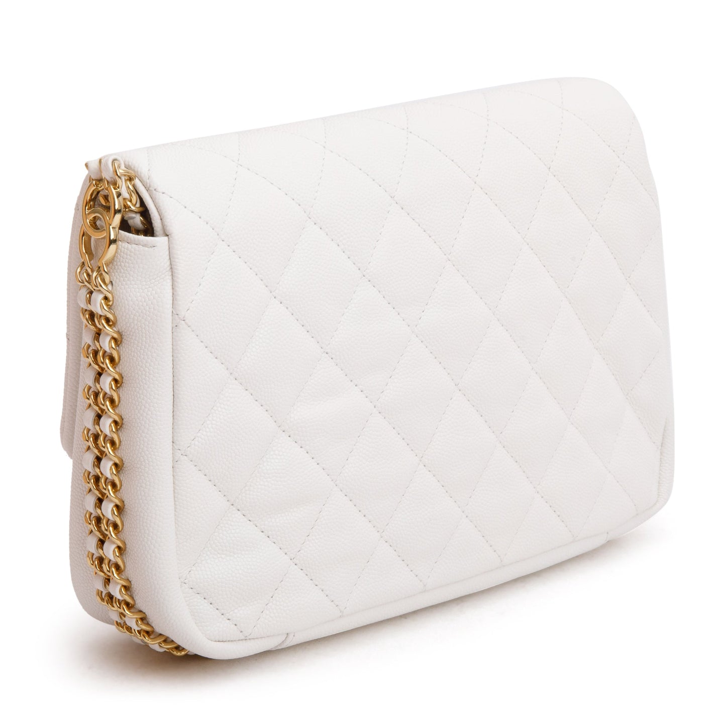 Chanel 2022 White Caviar Quilted Leather Small CC You Flap Bag