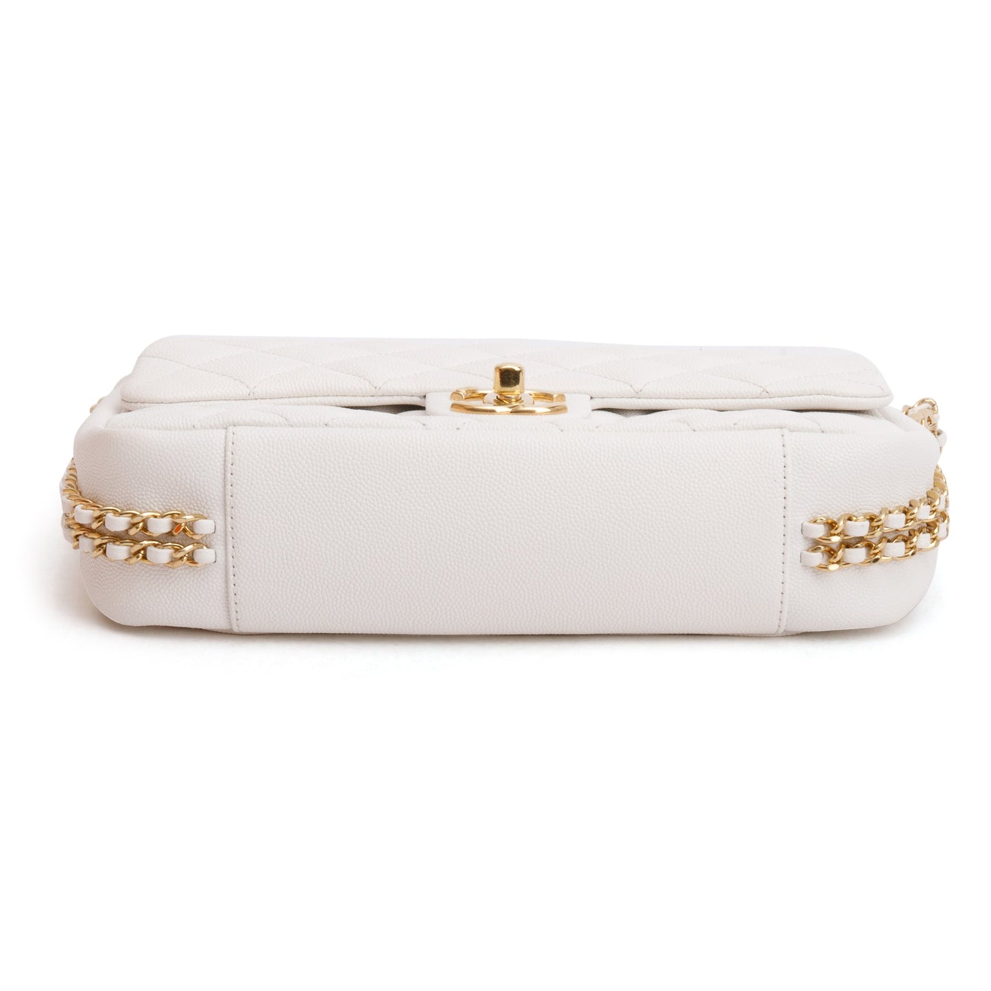 Chanel 2022 White Caviar Quilted Leather Small CC You Flap Bag