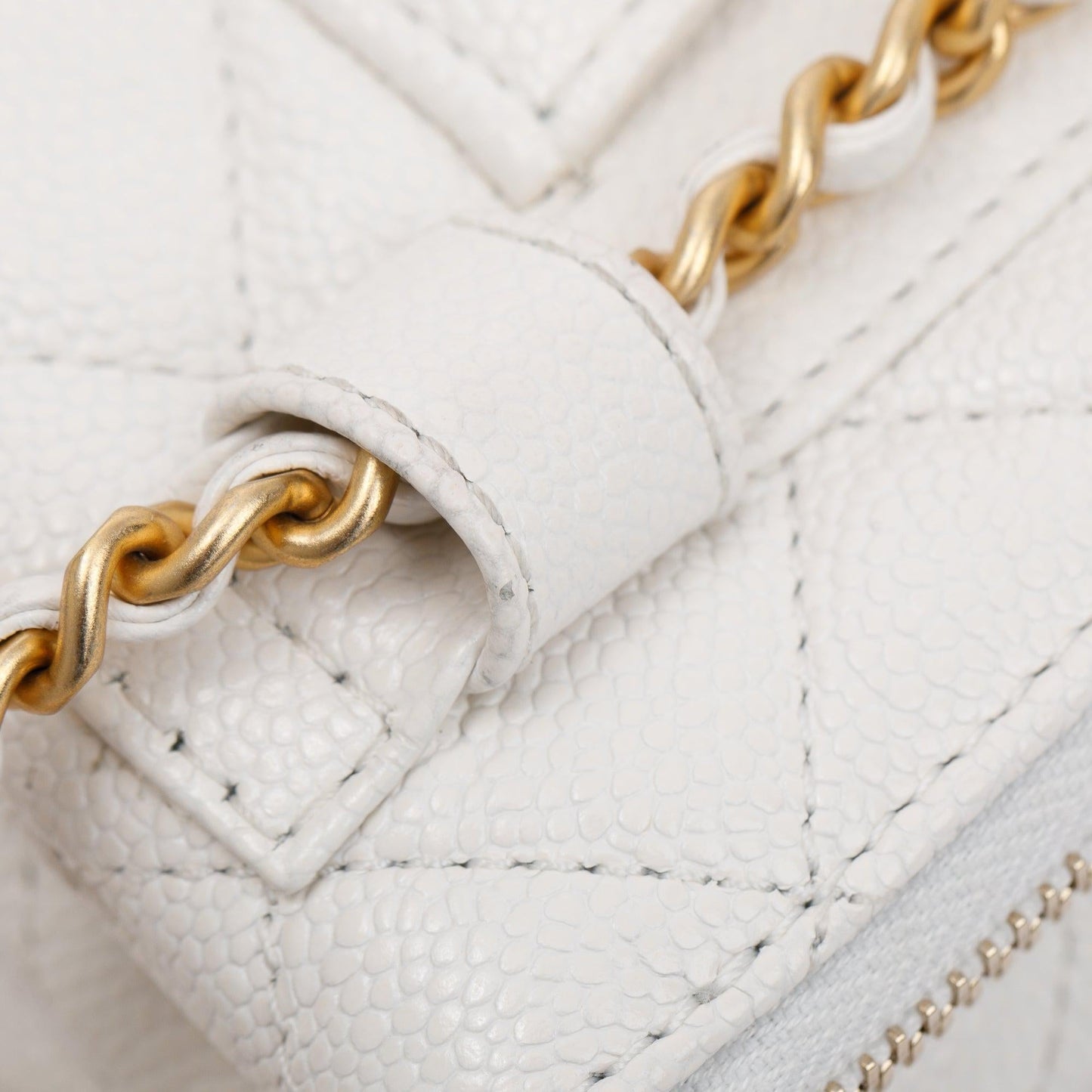 Chanel 2022 White Quilted Caviar Leather Pick Me Up Belt Bag