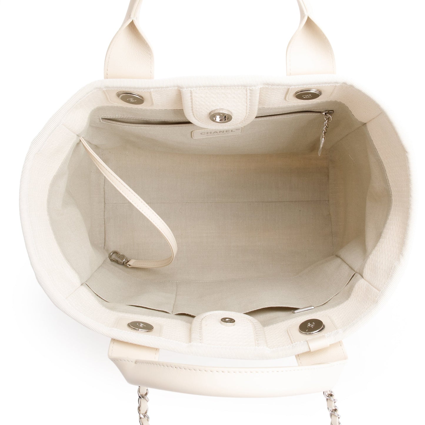 Chanel 2023 Beige Canvas Small Deauville Tote