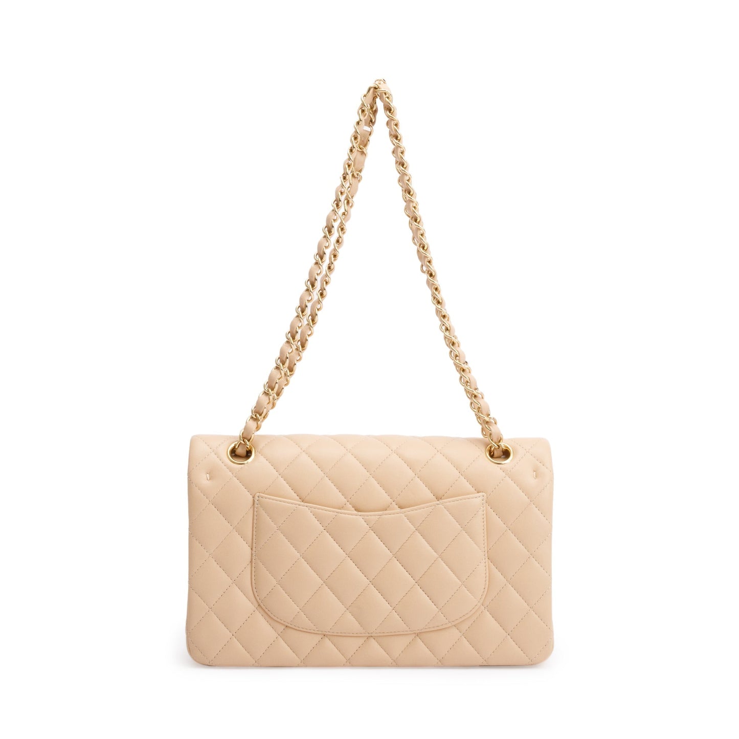 Chanel 2023 Beige Lambskin Leather Medium Classic Double Classic Flap Bag