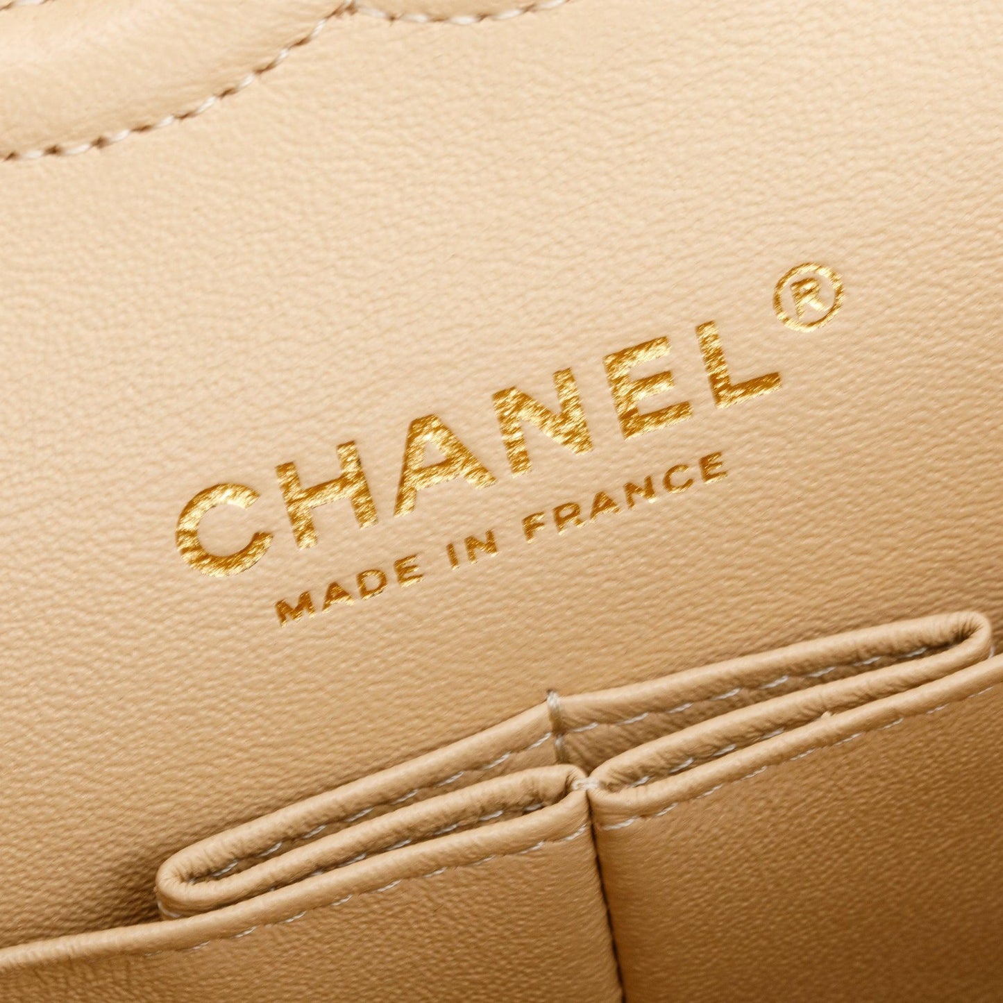 Chanel 2023 Beige Lambskin Leather Medium Classic Double Classic Flap Bag