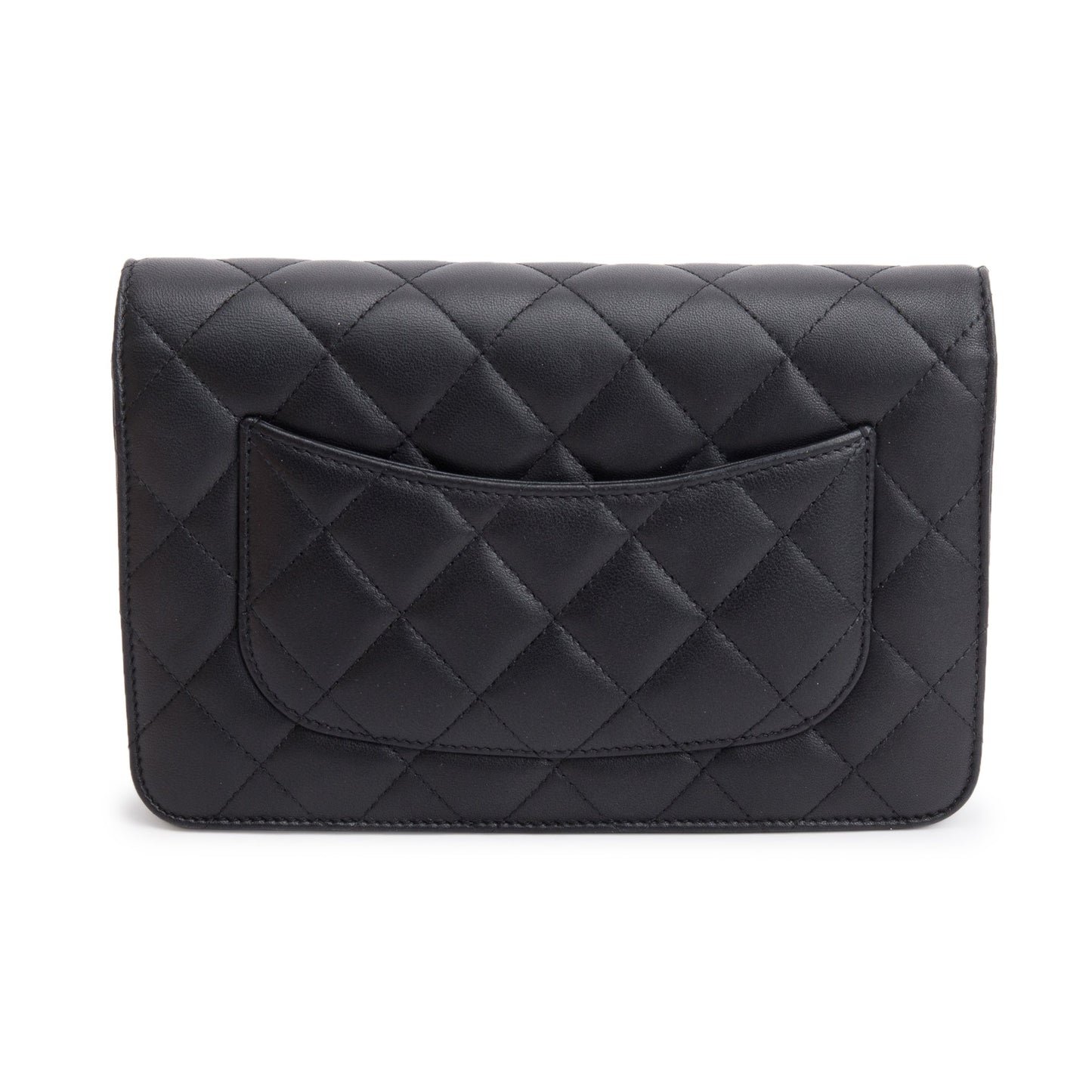 Chanel 2023 Black Quilted Lambskin Leather Classic Wallet on Chain