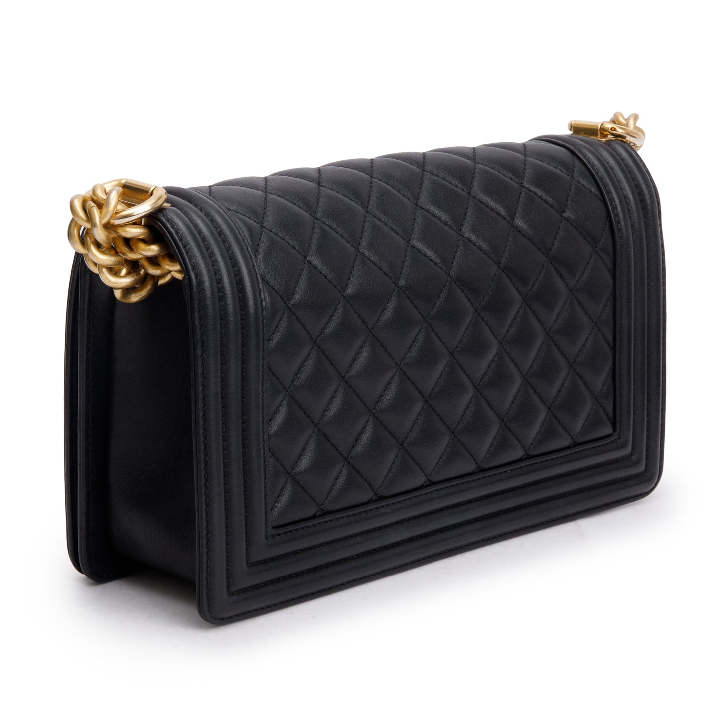 Chanel 2023 Black Quilted Lambskin Leather Medium Boy Bag