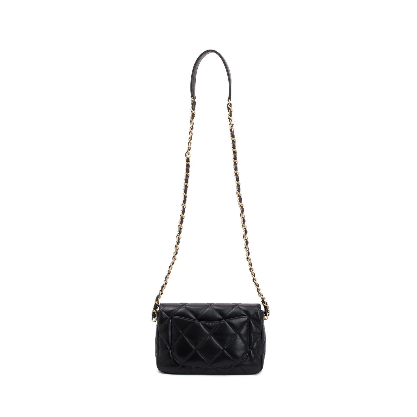 Chanel 2023 Black Quilted Lambskin Leather Small Heart Flap Bag
