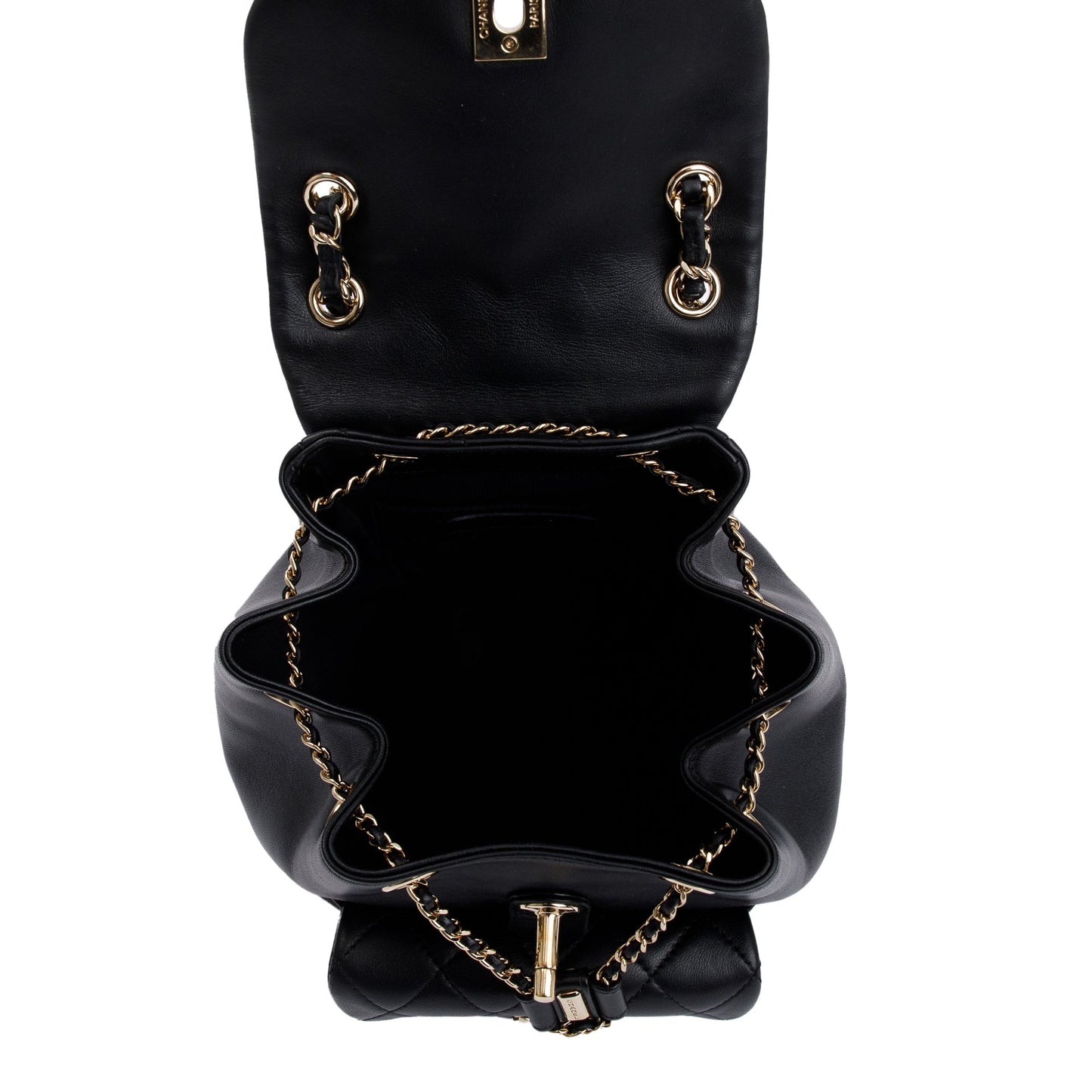 Chanel 2023 Black Quilted Small Duma Drawstring Backpack