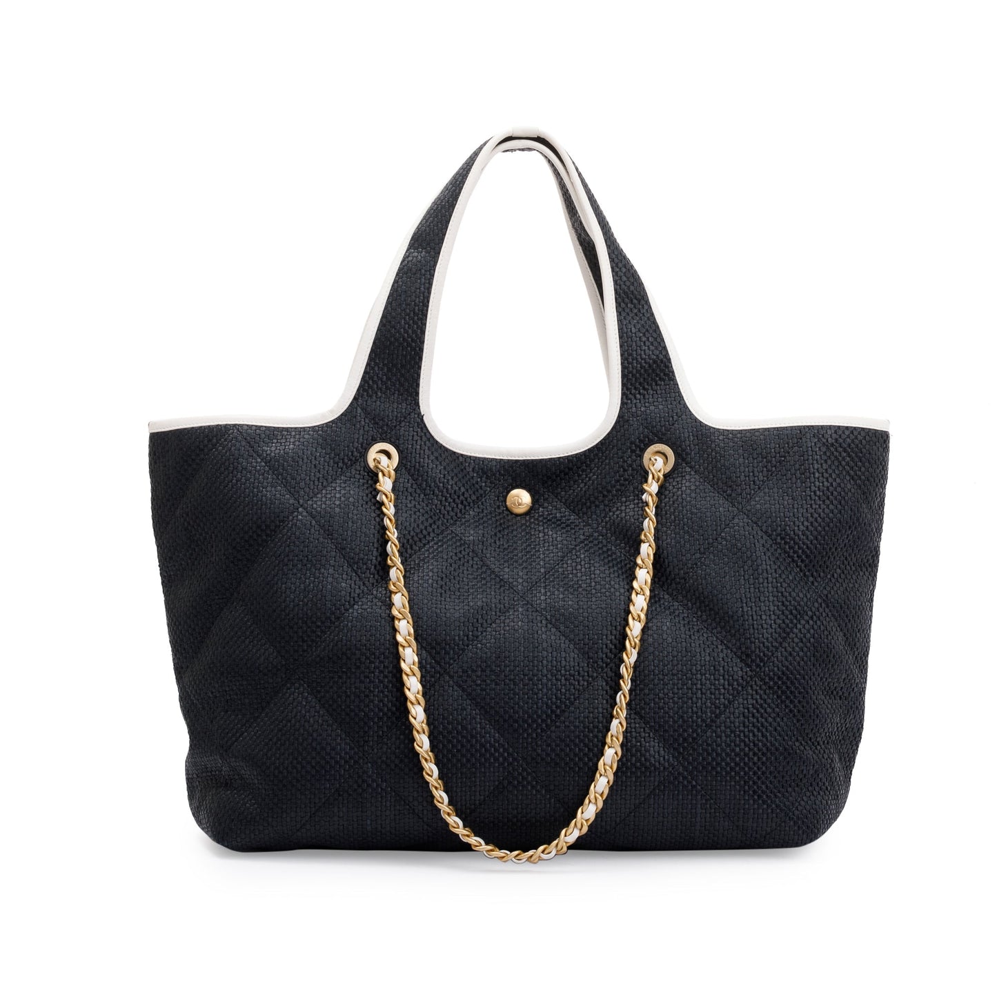 Chanel 2023 Black Raffia Calfskin Coco Maxi Beach Shopping Tote