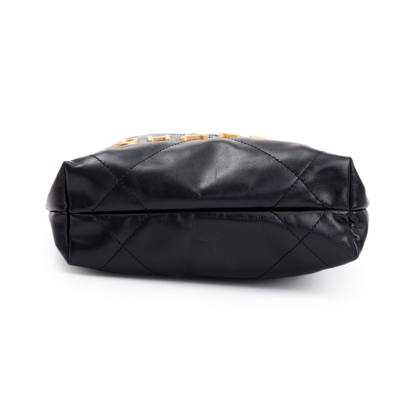 Chanel 2023 Black Shiny Calfskin Leather Mini Chanel 22