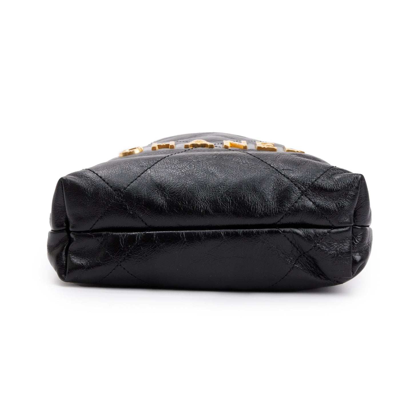 Chanel 2023 Black Shiny Calfskin Leather Mini Pearl Chanel 22