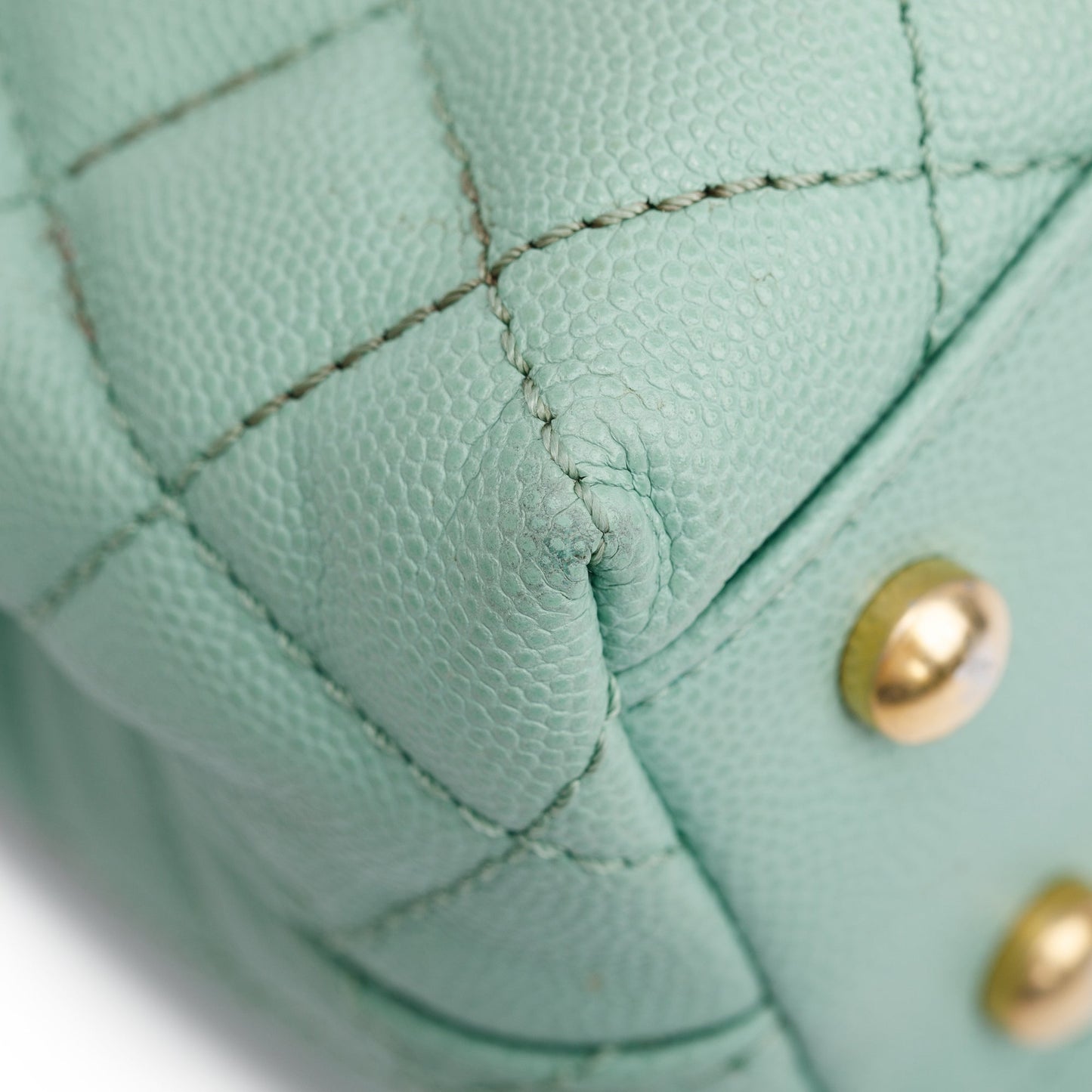 Chanel 2023 Green Quilted Caviar Leather Mini Coco Chain Handle Bag