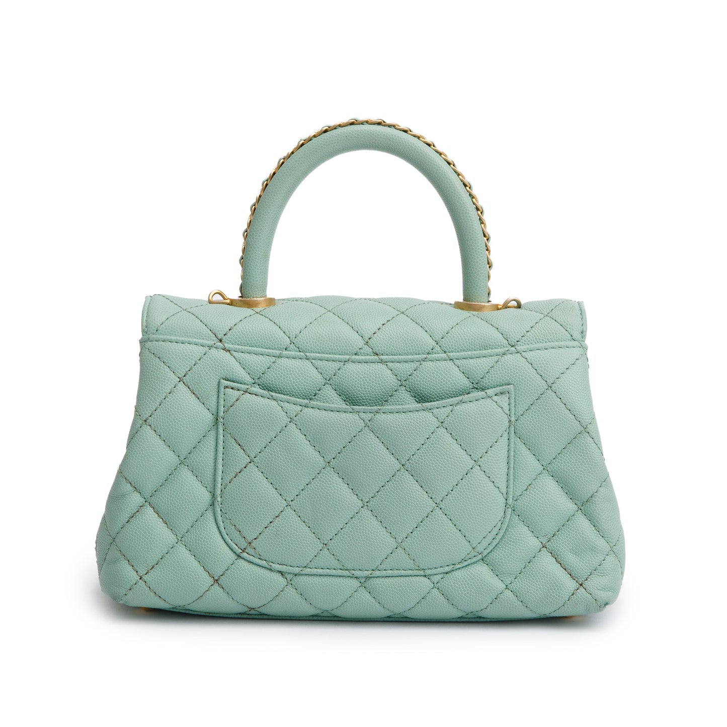 Chanel 2023 Green Quilted Caviar Leather Mini Coco Chain Handle Bag