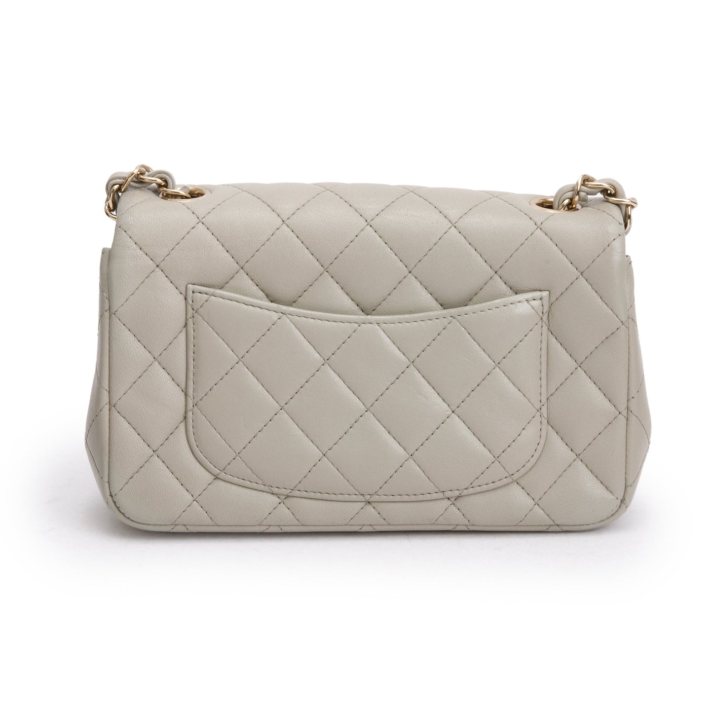 Chanel 2023 Grey Quilted Lambskin Leather Classic Rectangular Mini Flap Bag