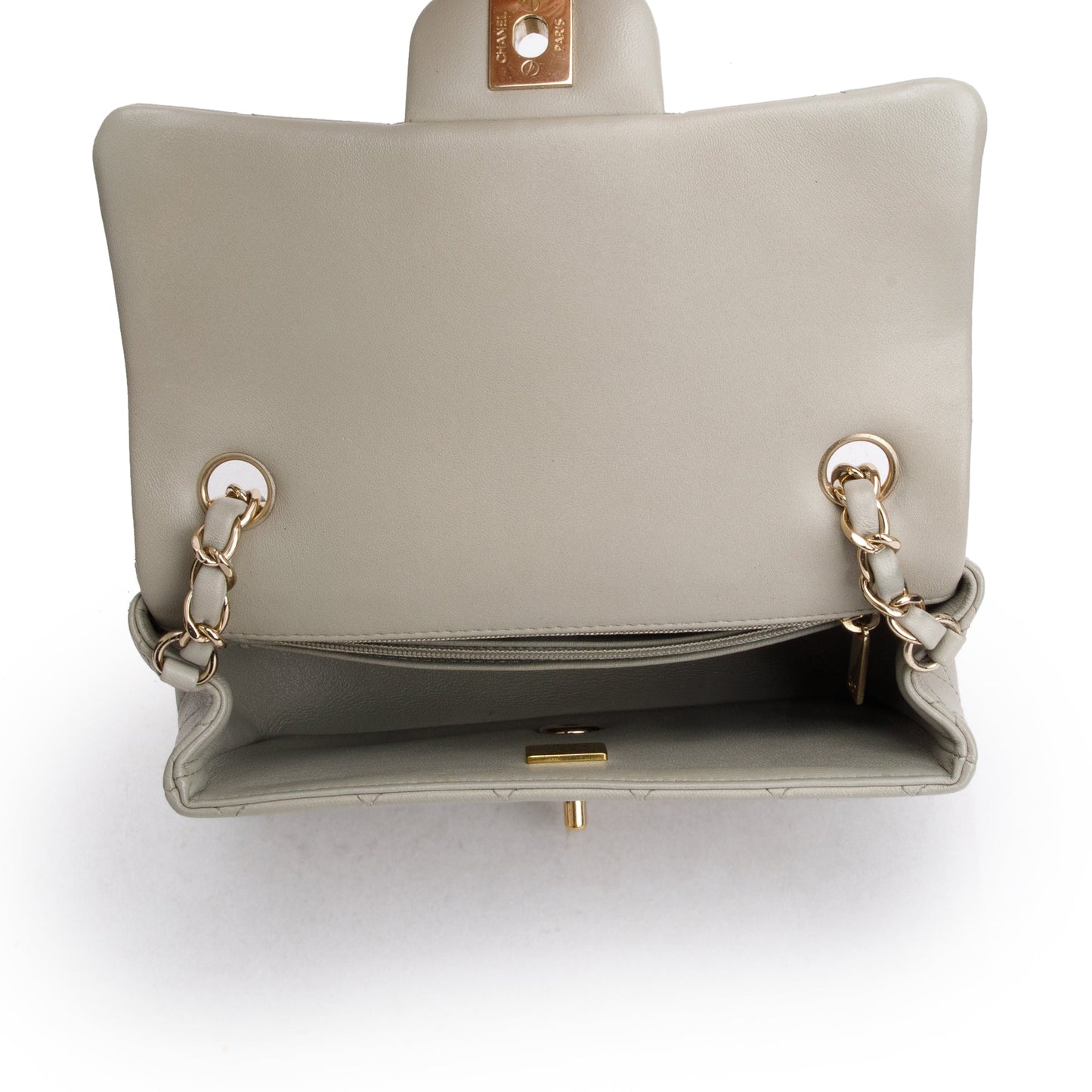 Chanel 2023 Grey Quilted Lambskin Leather Classic Rectangular Mini Flap Bag