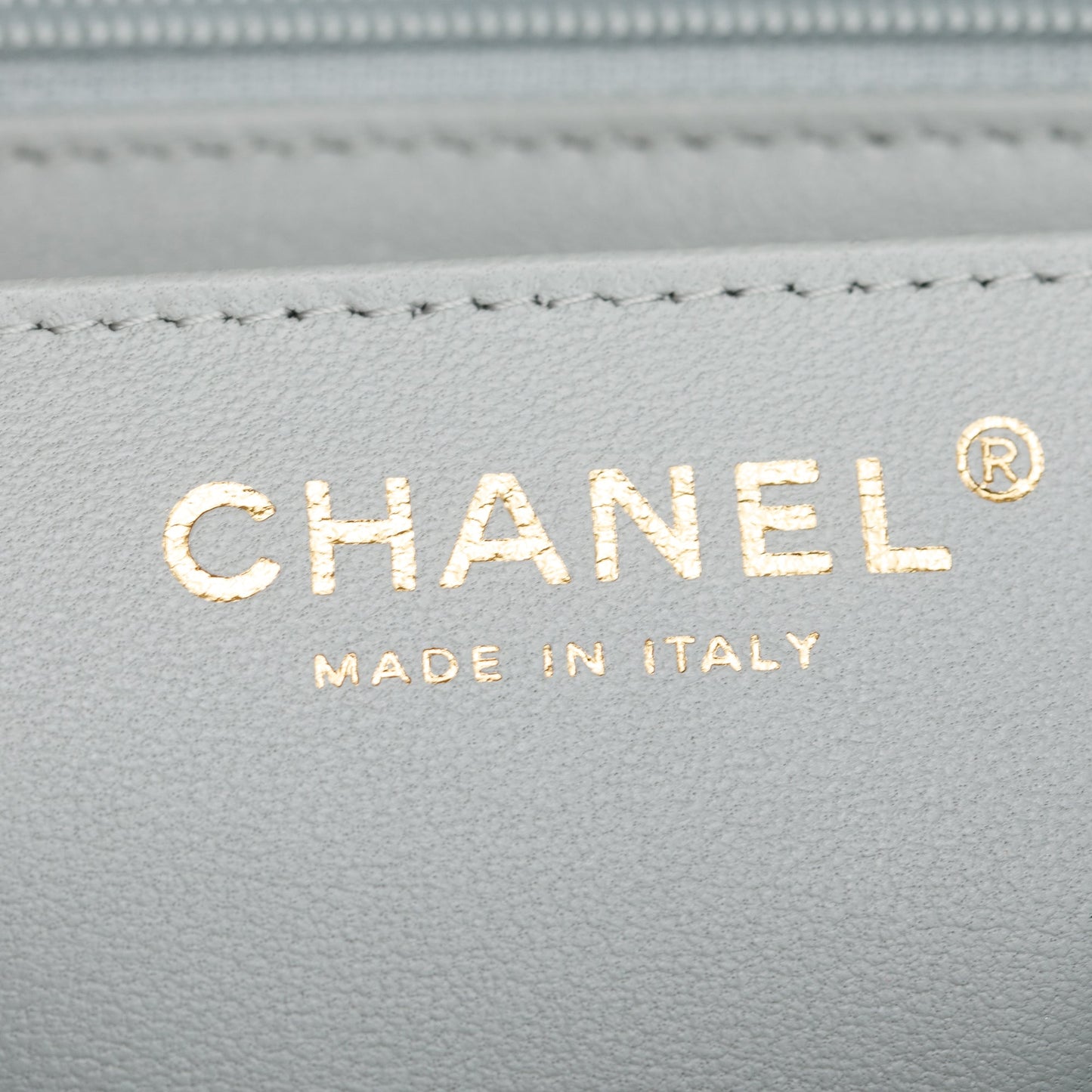 Chanel 2023 Light Grey Quilted Lambskin Leather Mini Classic Flap Handbag