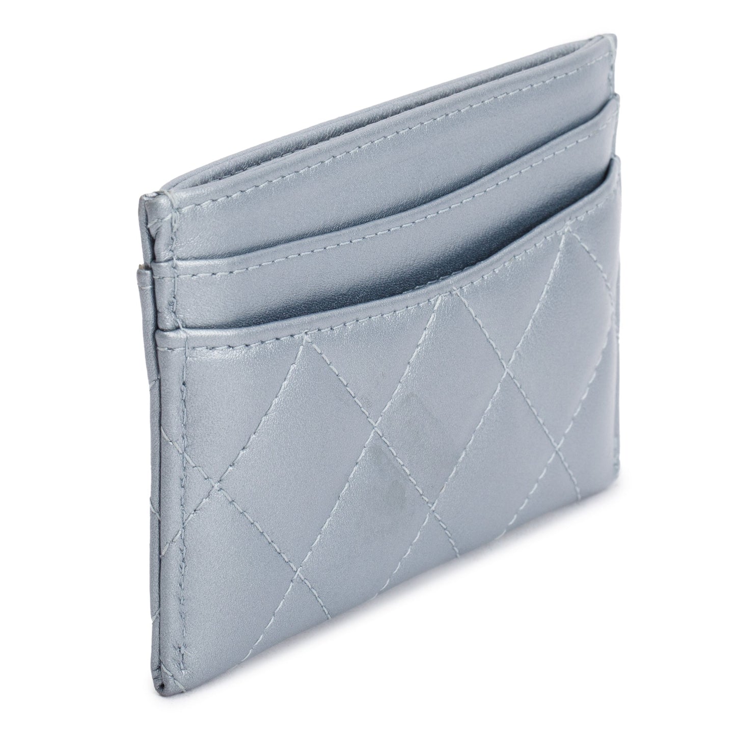 Chanel 2023 Metallic Blue Calfskin Leather Classic Card Holder