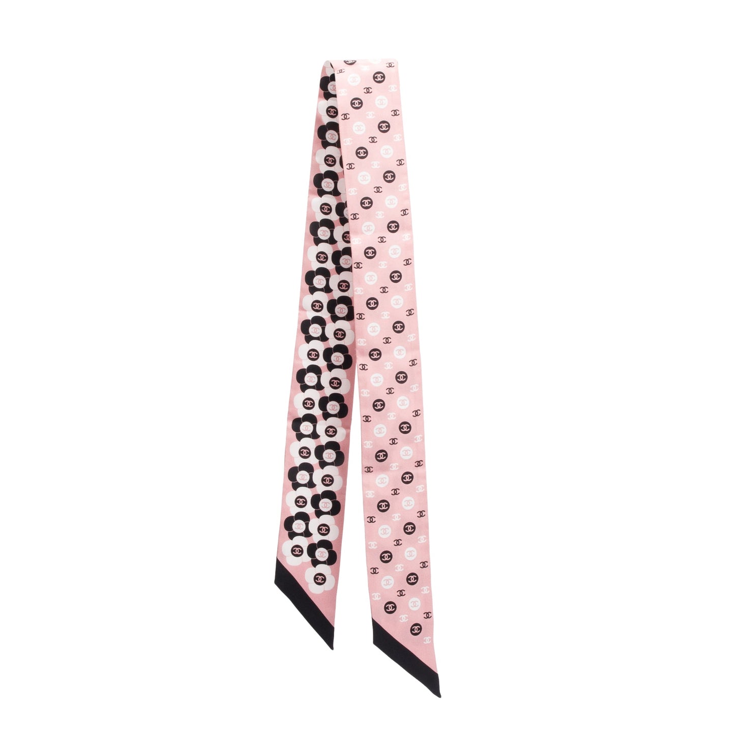 Chanel 2023 Pink Multicolor Printed Silk Twill Slim Bandeau