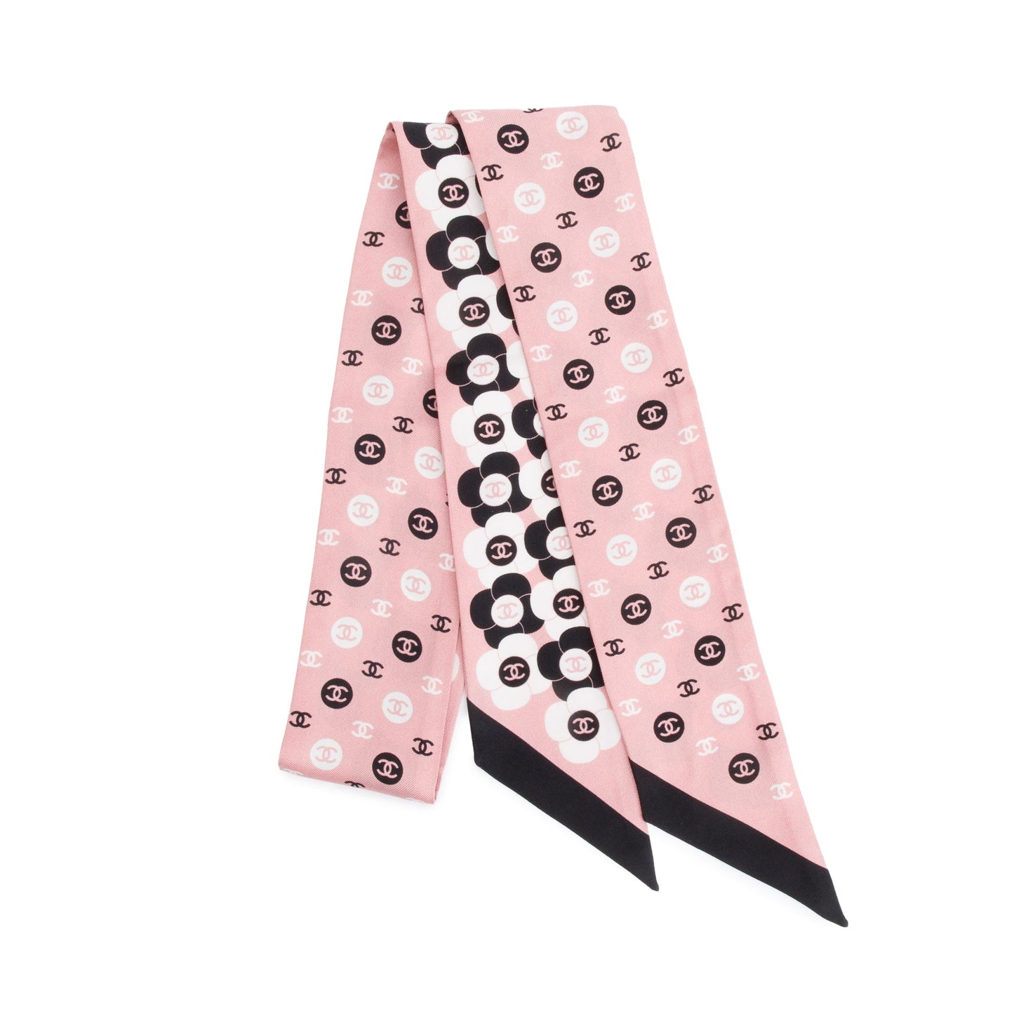 Chanel 2023 Pink Multicolor Printed Silk Twill Slim Bandeau