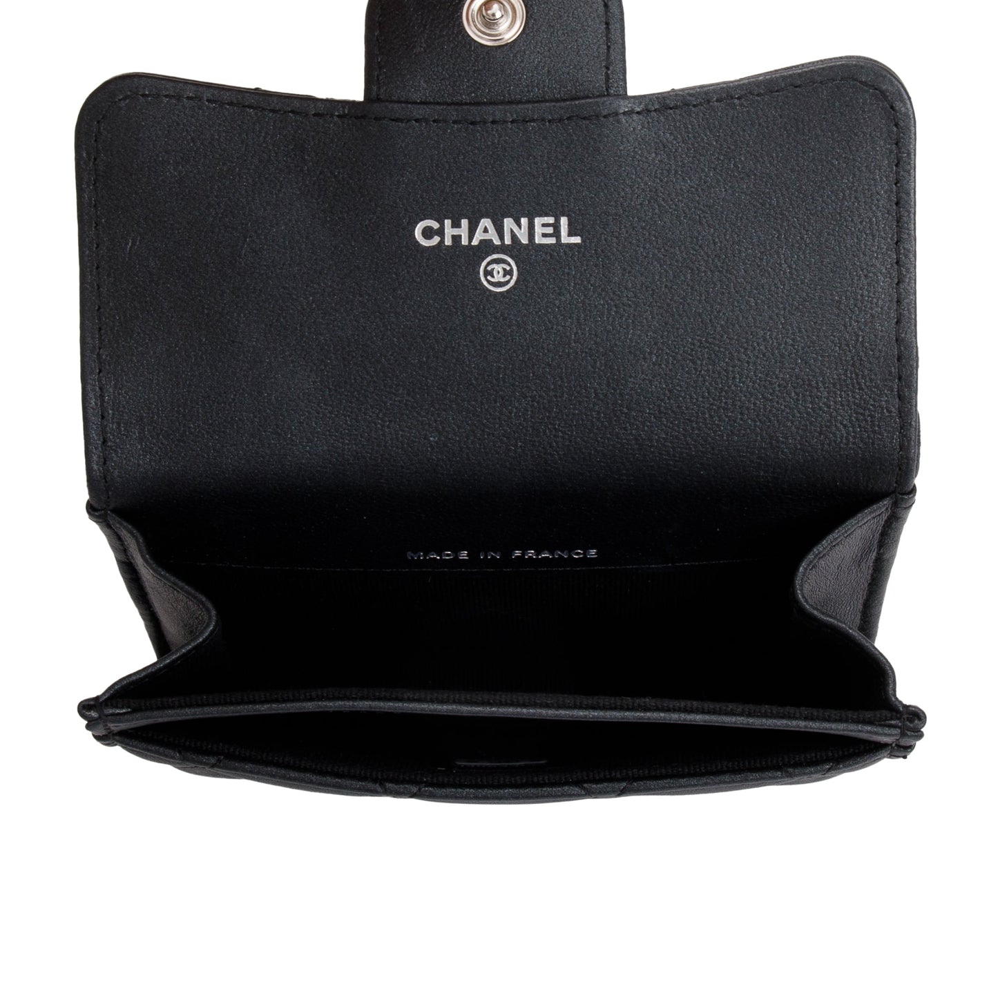 Chanel 2023 So Black Lambskin Leather Classic Flap Card Holder