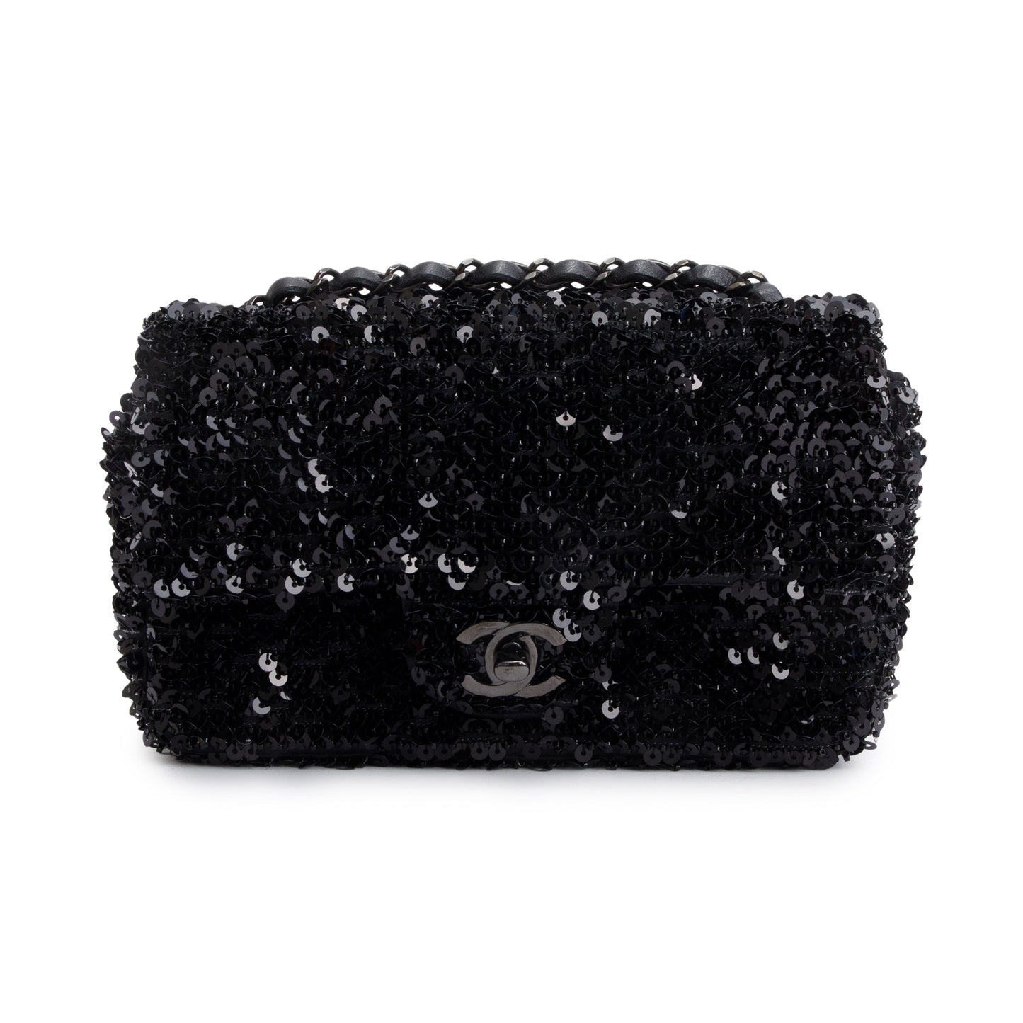 Chanel 2023 So Black Sequin Classic Mini Rectangular Flap Bag